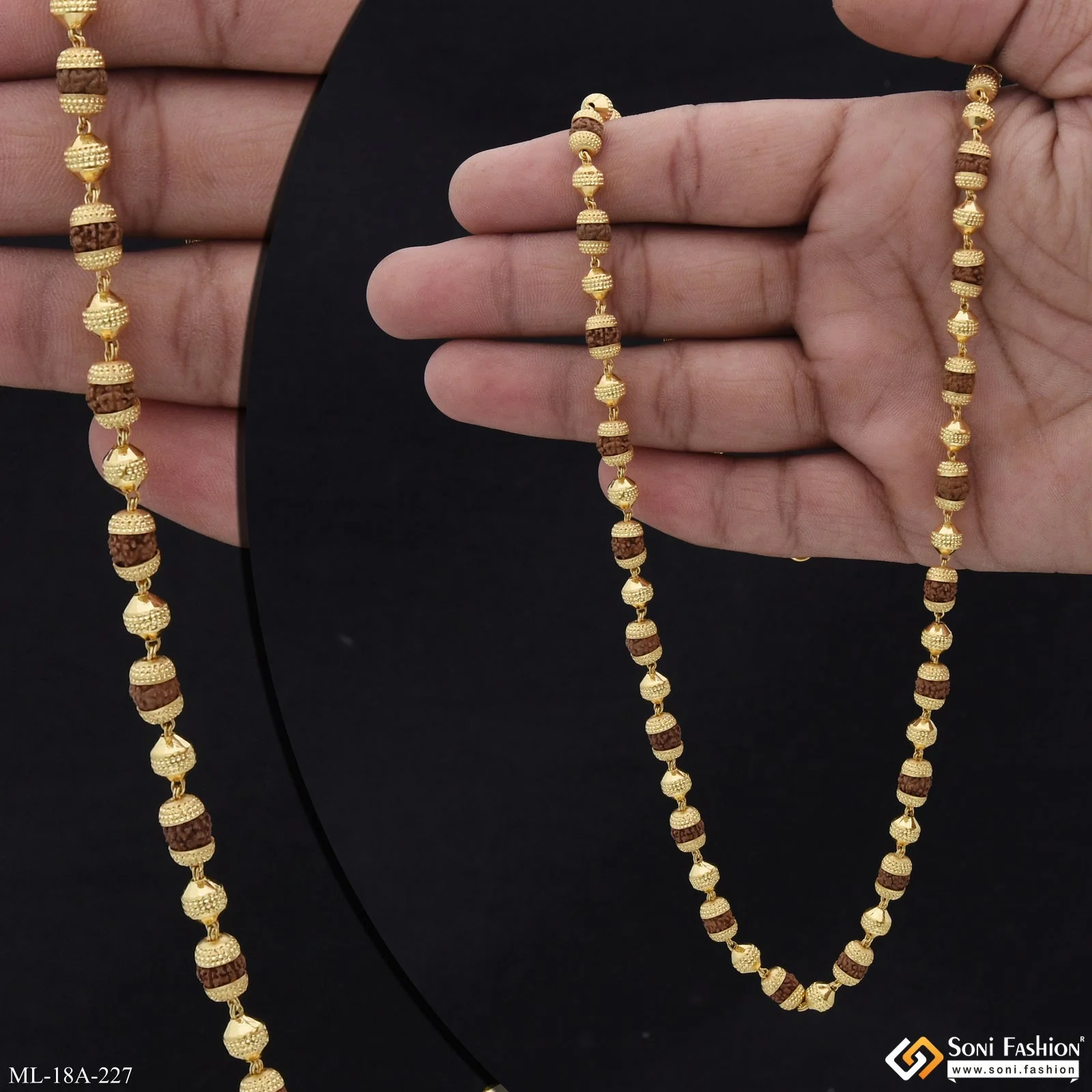 1 Gram Gold Forming 2 In 1 Chic Design Superior Quality Rudraksha Mala - Style A227 - Image 5
