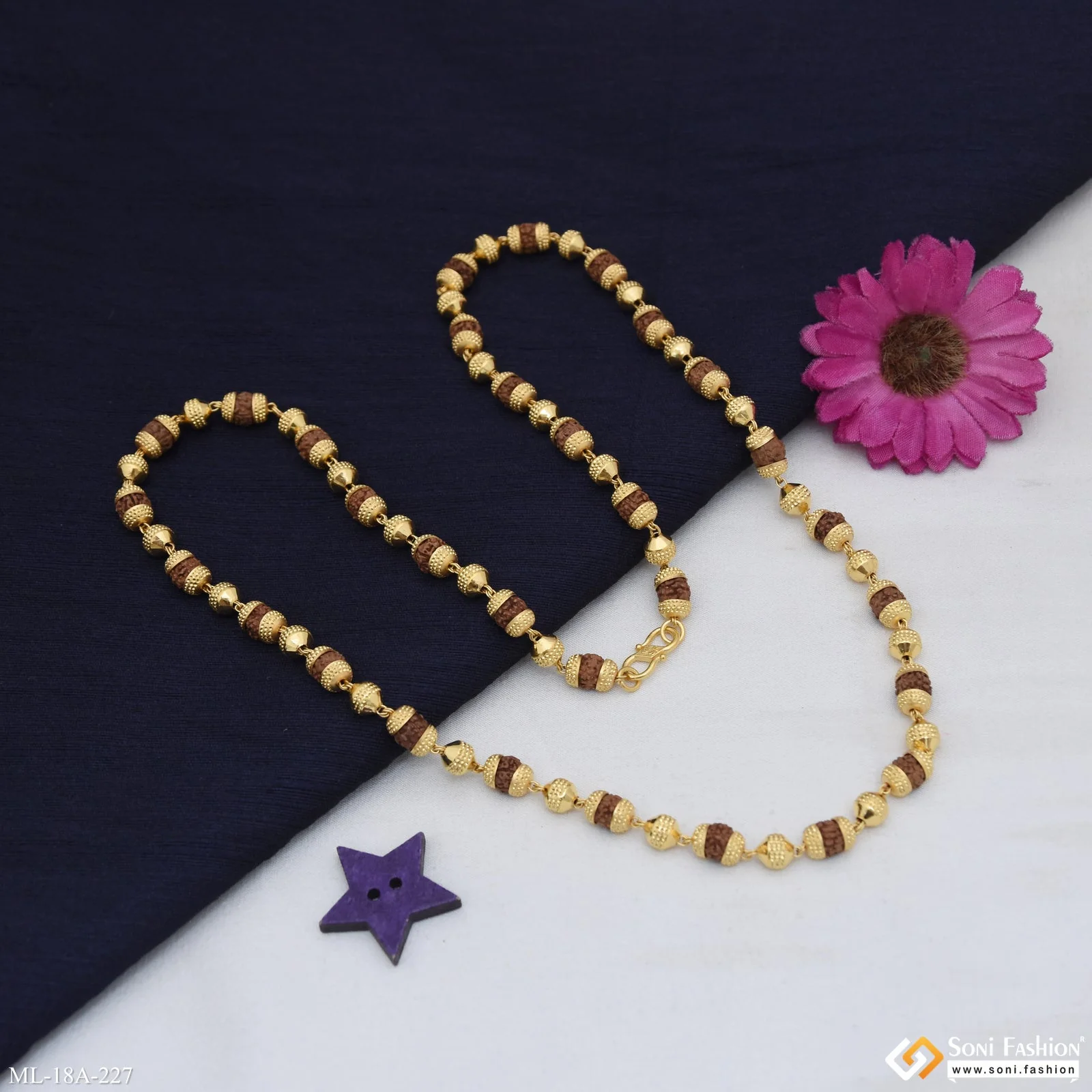 1 Gram Gold Forming 2 In 1 Chic Design Superior Quality Rudraksha Mala - Style A227 - Image 7