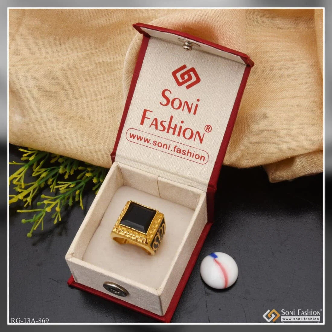 1 Gram Gold Forming Black Stone Lovely Design High-Quality Ring for Men - Style A869 - Image 2