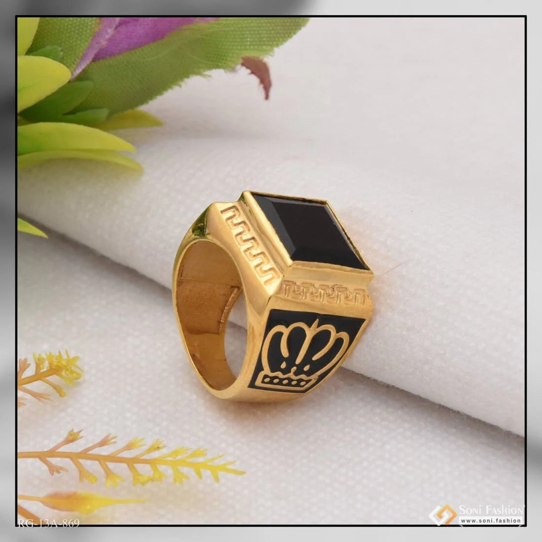 1 Gram Gold Forming Black Stone Lovely Design High-Quality Ring for Men - Style A869 - Image 3