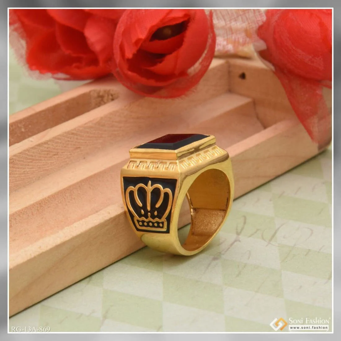 1 Gram Gold Forming Black Stone Lovely Design High-Quality Ring for Men - Style A869 - Image 5