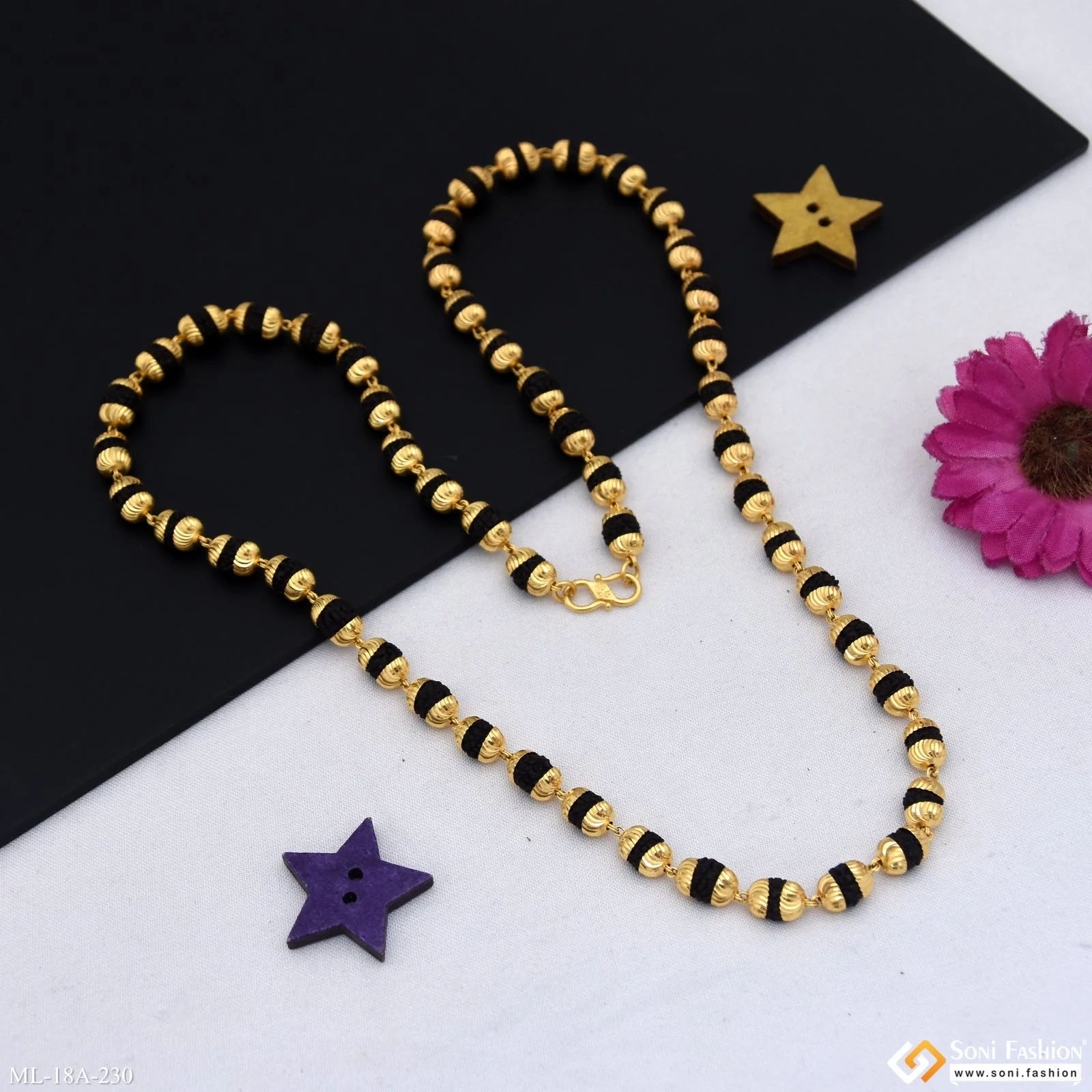 1 Gram Gold Forming C Cut Gorgeous Design Rudraksha Mala for Men - Style A230 - Image 6