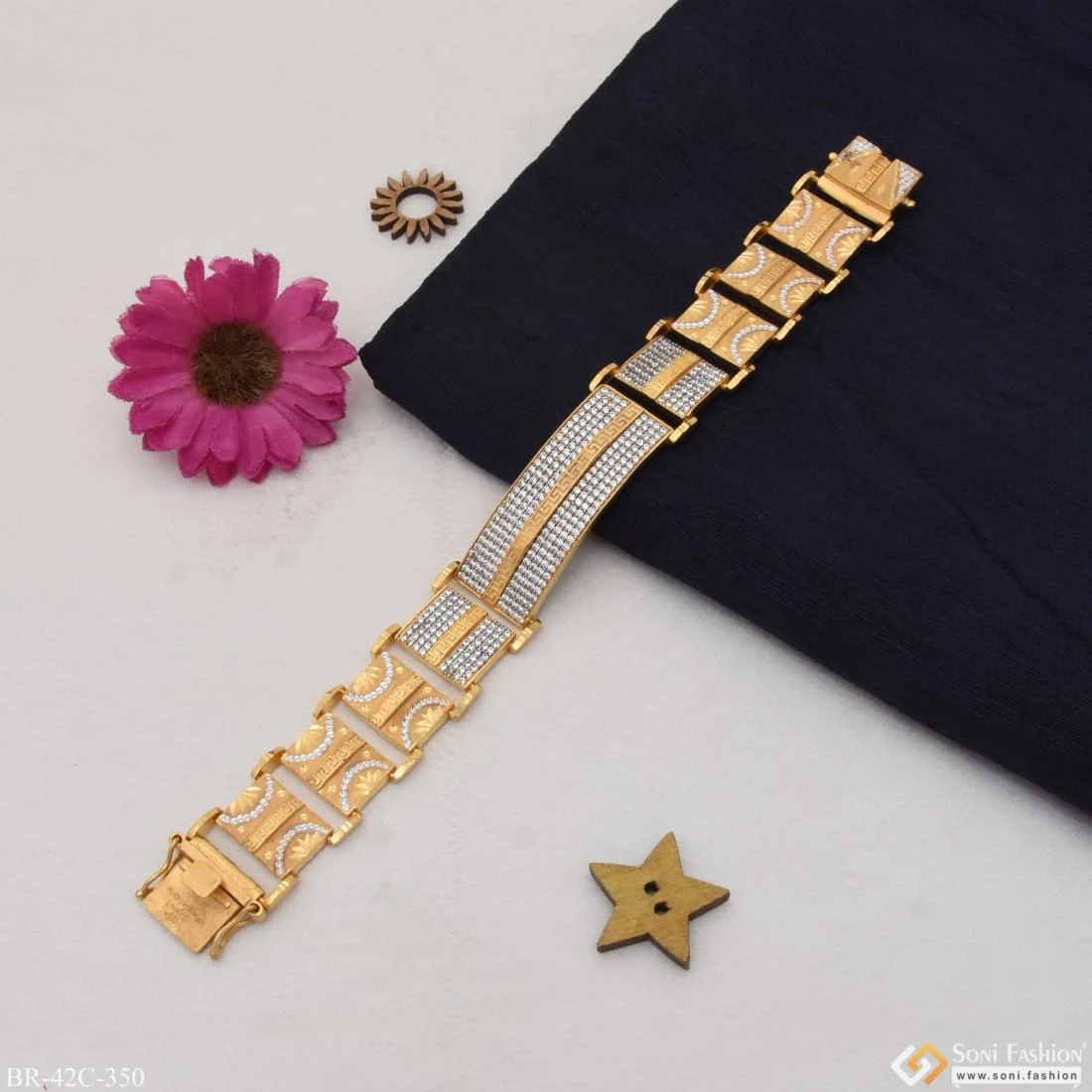 1 Gram Gold Forming Classic Design Superior Quality Bracelet for Men - Style C350 - Image 3