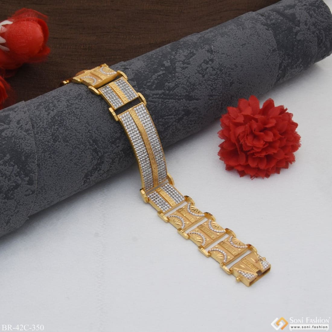 1 Gram Gold Forming Classic Design Superior Quality Bracelet for Men - Style C350 - Image 5