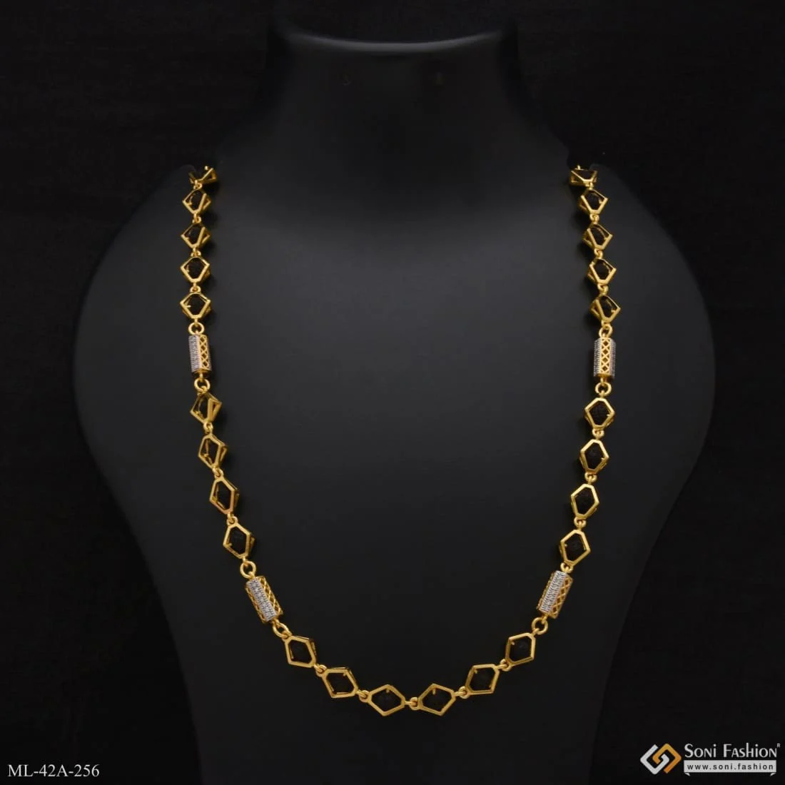 1 Gram Gold Forming Etched Design High-Quality Rudraksha Mala for Men - Style A256 - Image 3