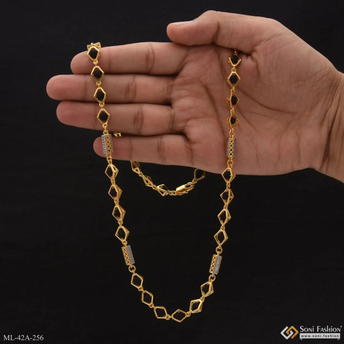 1 Gram Gold Forming Etched Design High-Quality Rudraksha Mala for Men - Style A256 - Image 4
