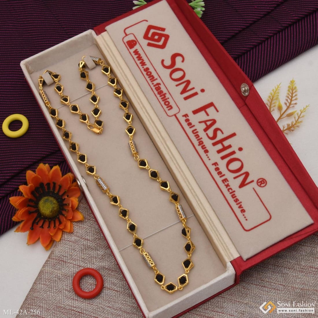 1 Gram Gold Forming Etched Design High-Quality Rudraksha Mala for Men - Style A256 - Image 5