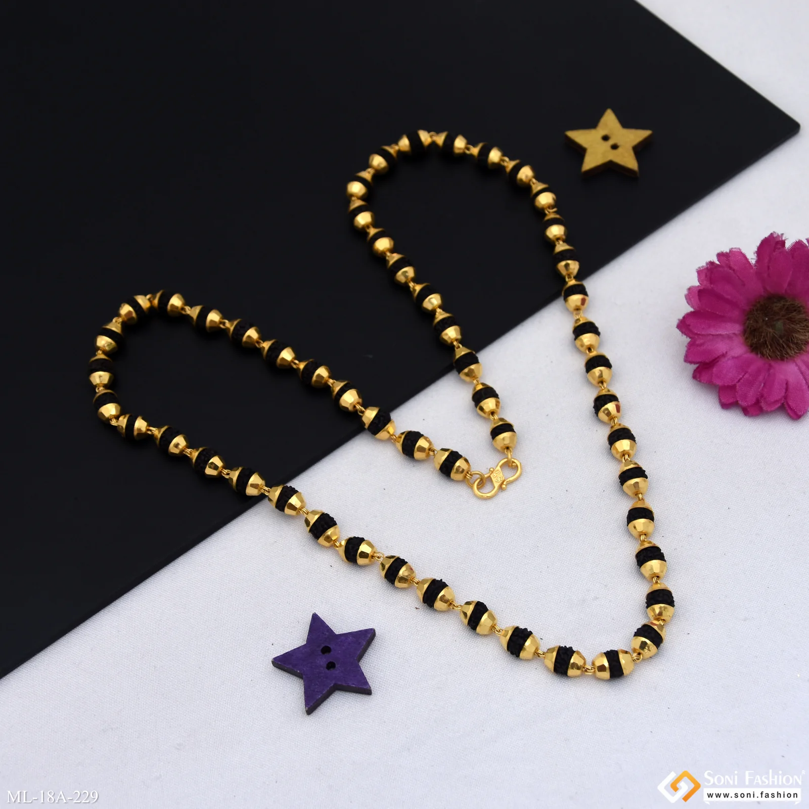 1 Gram Gold Forming Fashion-Forward Design High-Quality Rudraksha Mala - Style A229 - Image 5
