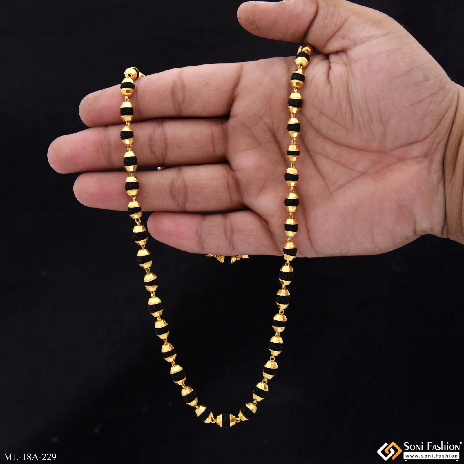 1 Gram Gold Forming Fashion-Forward Design High-Quality Rudraksha Mala - Style A229 - Image 6
