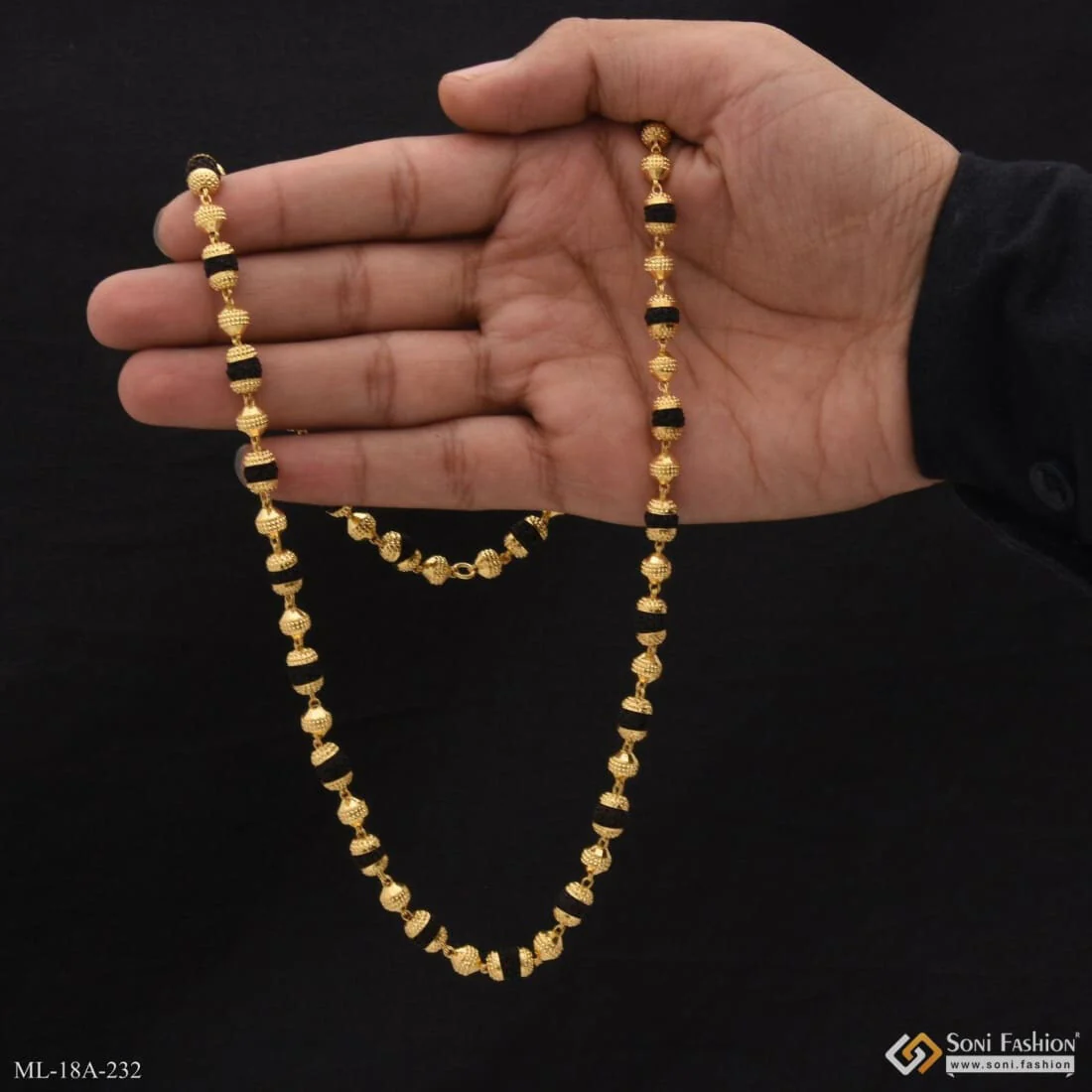 1 Gram Gold Forming Finely Detailed Design Rudraksha Mala For Men - Style A232 - Image 3