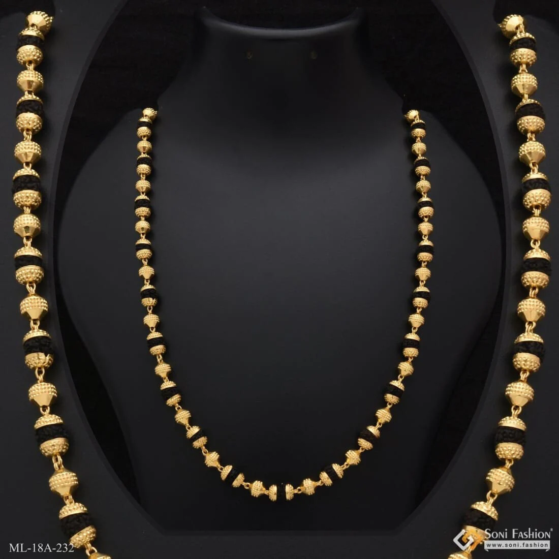 1 Gram Gold Forming Finely Detailed Design Rudraksha Mala For Men - Style A232 - Image 5