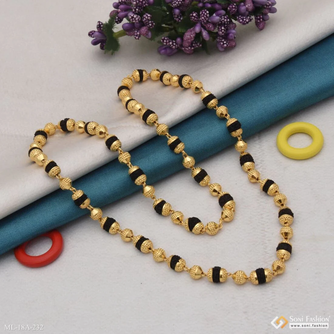1 Gram Gold Forming Finely Detailed Design Rudraksha Mala For Men - Style A232 - Image 6