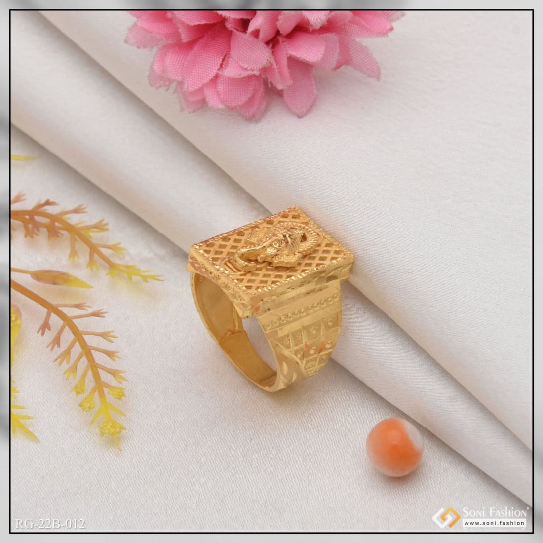 1 Gram Gold Forming Ganpati Dainty Design Best Quality Ring for Men - Style B012 - Image 3