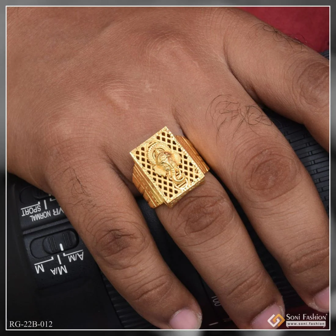 1 Gram Gold Forming Ganpati Dainty Design Best Quality Ring for Men - Style B012 - Image 4