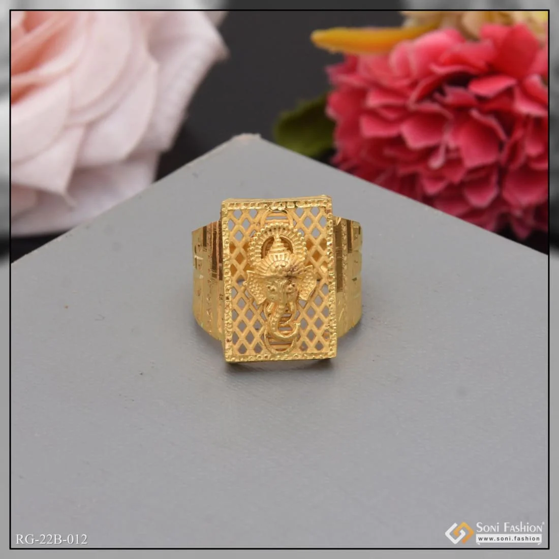 1 Gram Gold Forming Ganpati Dainty Design Best Quality Ring for Men - Style B012 - Image 5
