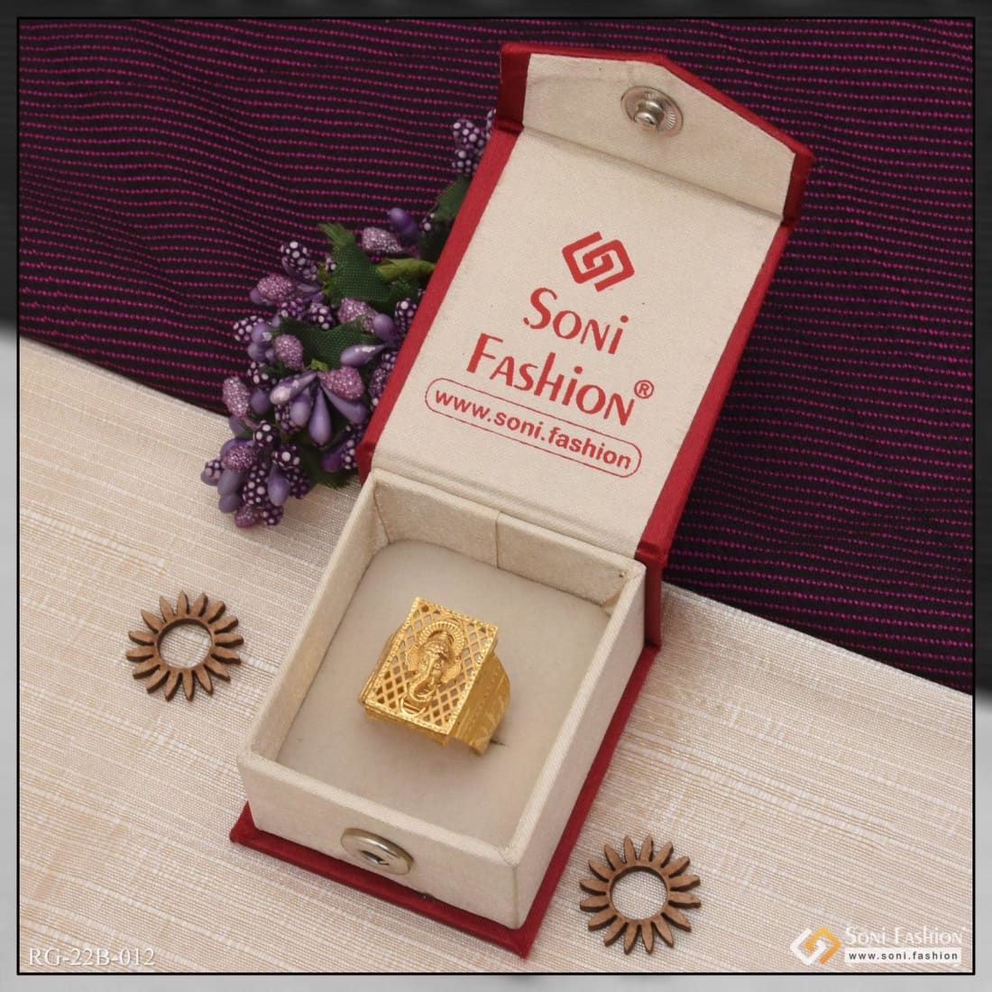 1 Gram Gold Forming Ganpati Dainty Design Best Quality Ring for Men - Style B012 - Image 6