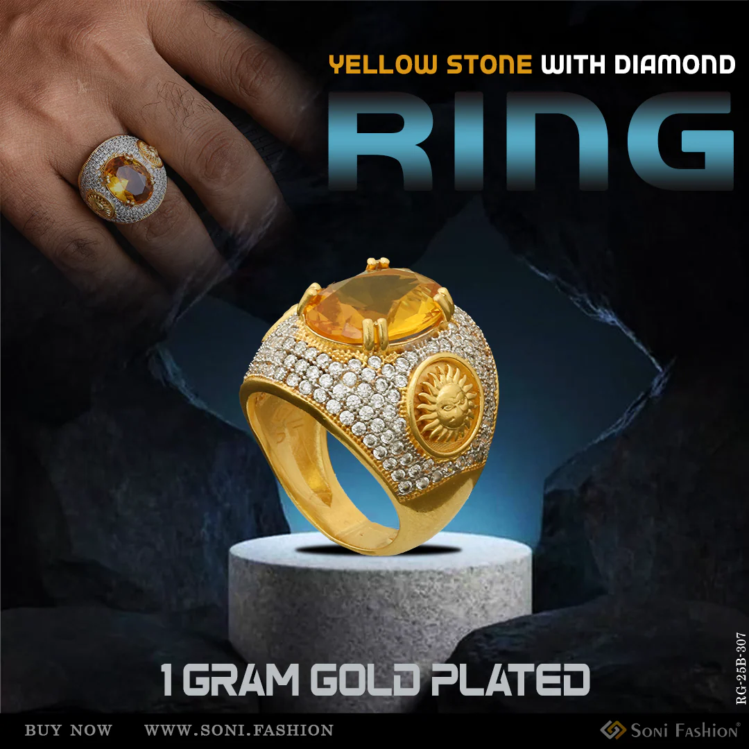 1 Gram Gold Forming Ganpati Stylish Design Best Quality Ring for Men - Style A307