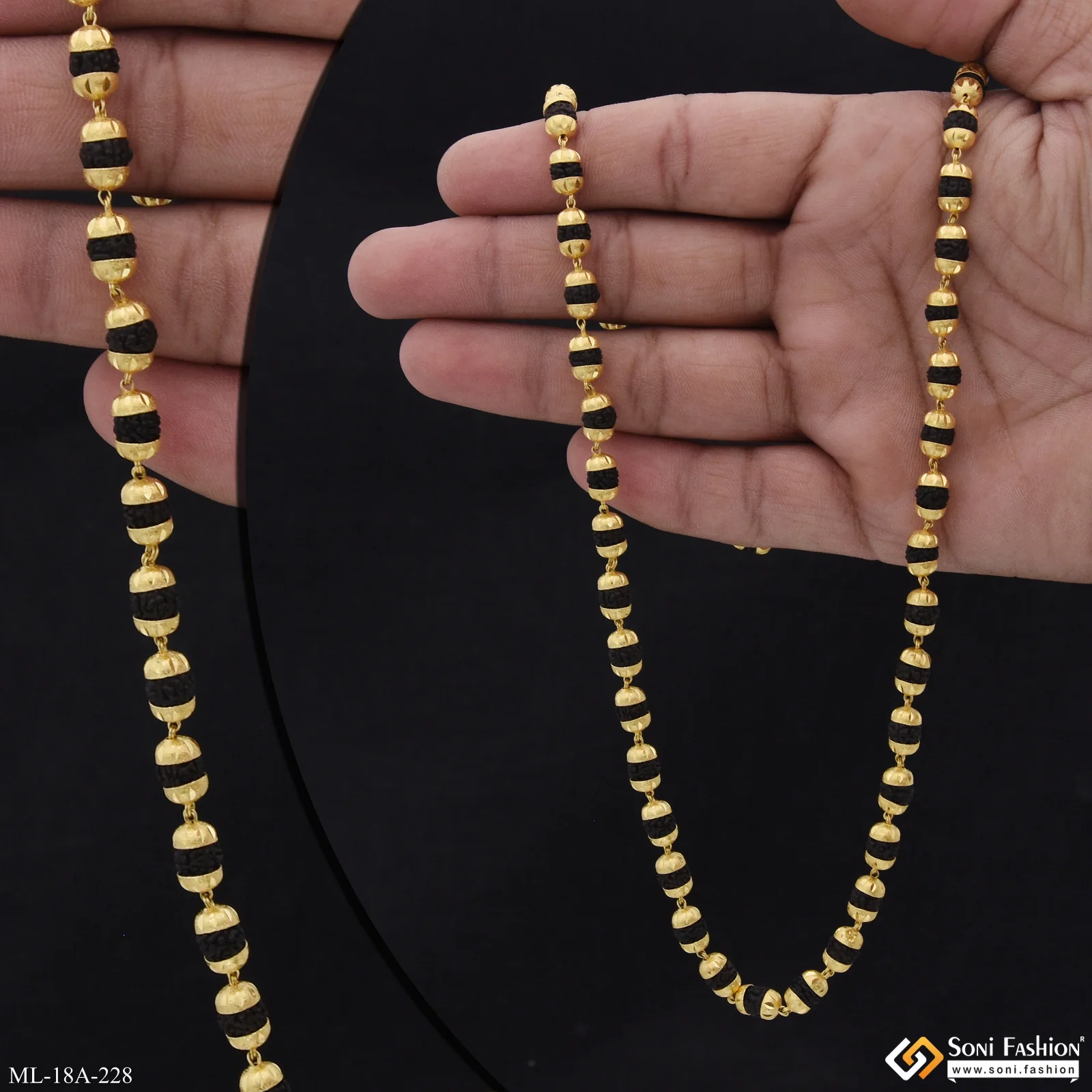 1 Gram Gold Forming V Cut Glamorous Design Rudraksha Mala for Men - Style A228 - Image 3
