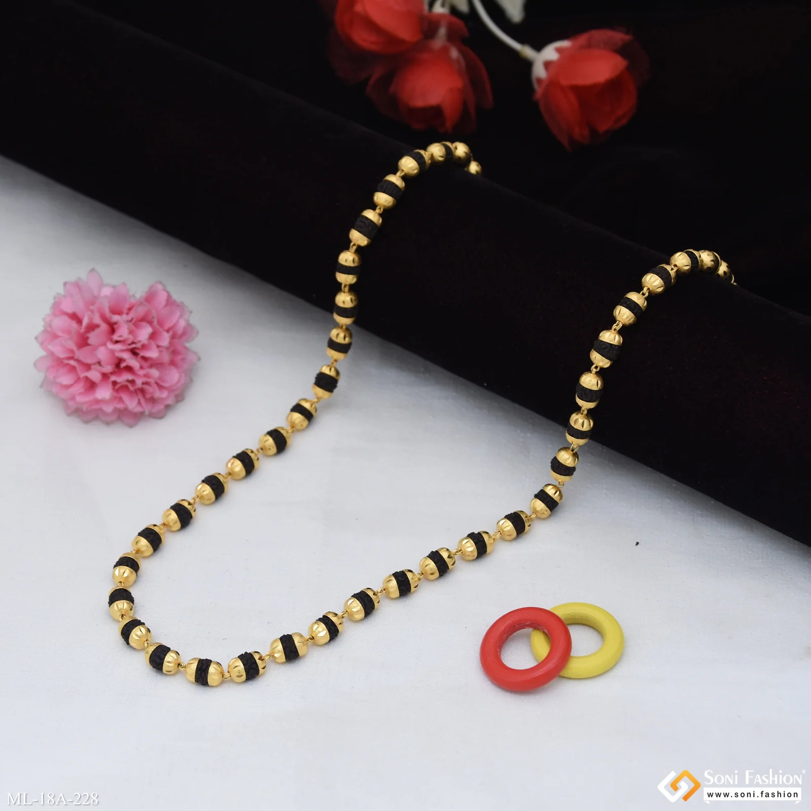 1 Gram Gold Forming V Cut Glamorous Design Rudraksha Mala for Men - Style A228 - Image 5