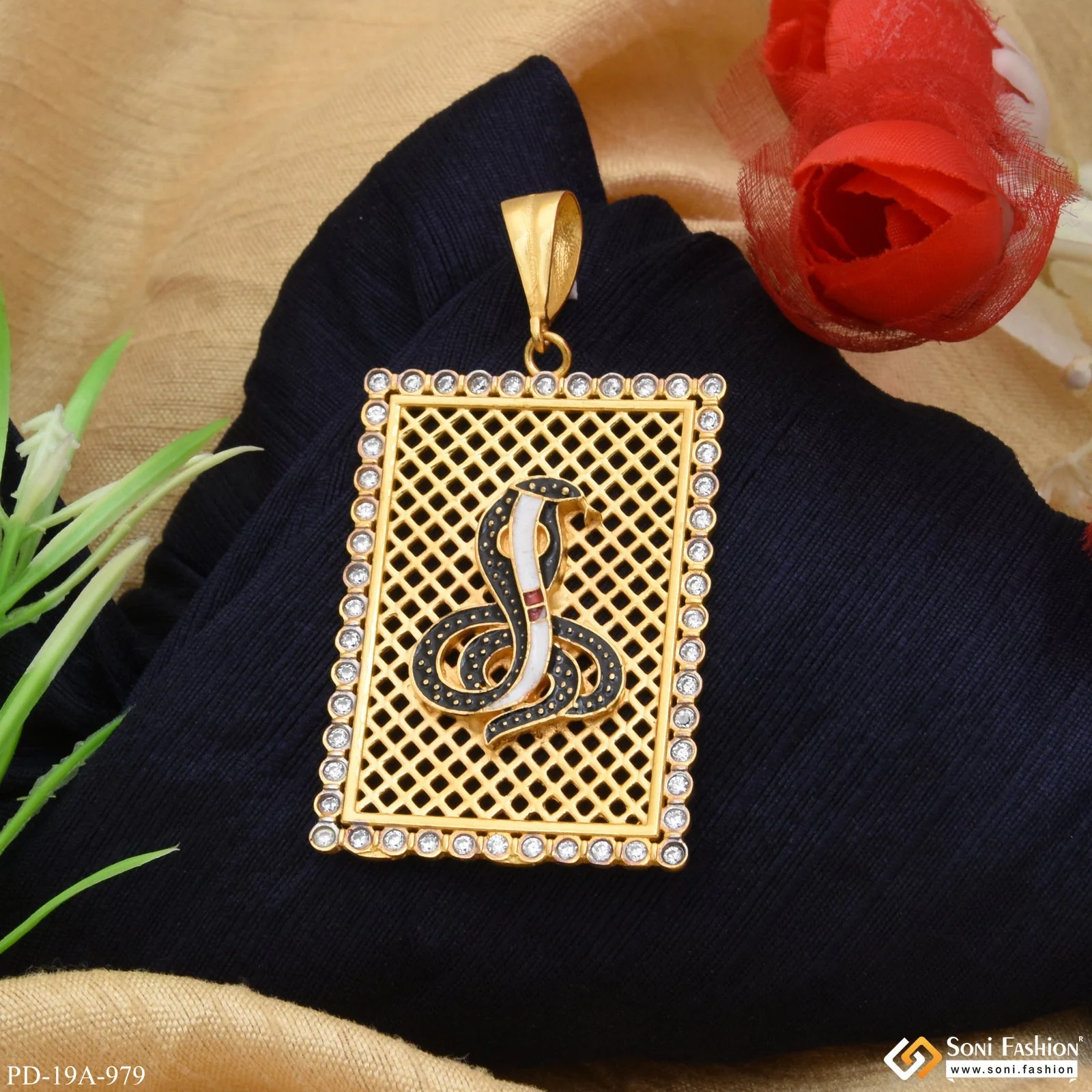 1 Gram Gold Forming Goga With Diamond Best Quality Pendant For Men - Style A979 - Image 4