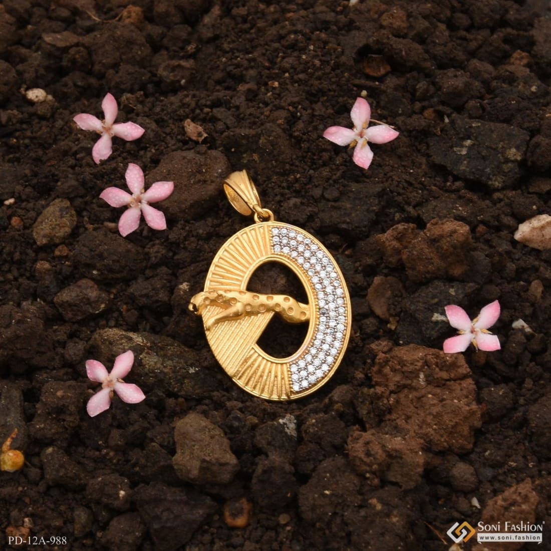 1 Gram Gold Forming Jaguar with Diamond Antique Design Pendant for Men - Style A988 - Image 6