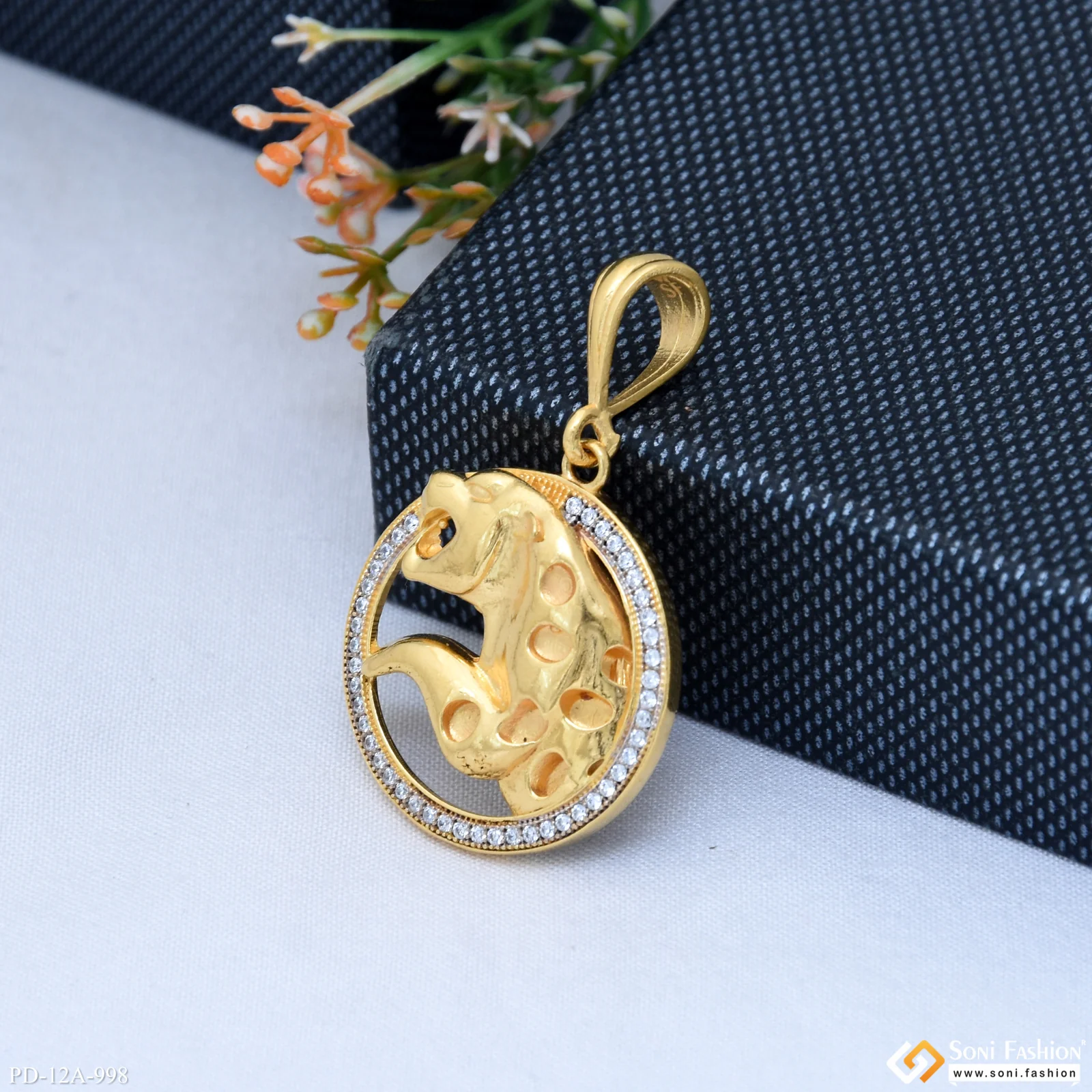 1 Gram Gold Forming Jaguar With Diamond Funky Design Pendant For Men - Style A998 - Image 2