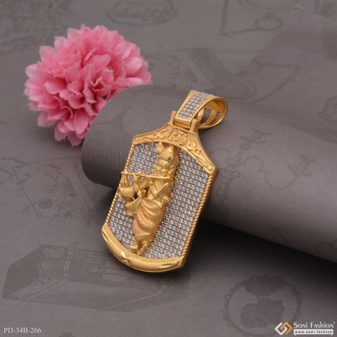 1 Gram Gold Forming Krishna with Diamond Best Quality Pendant for Men - Style B266 - Image 3