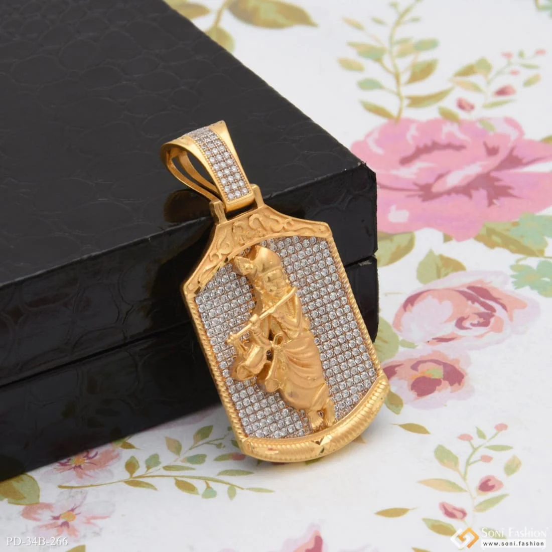 1 Gram Gold Forming Krishna with Diamond Best Quality Pendant for Men - Style B266 - Image 4