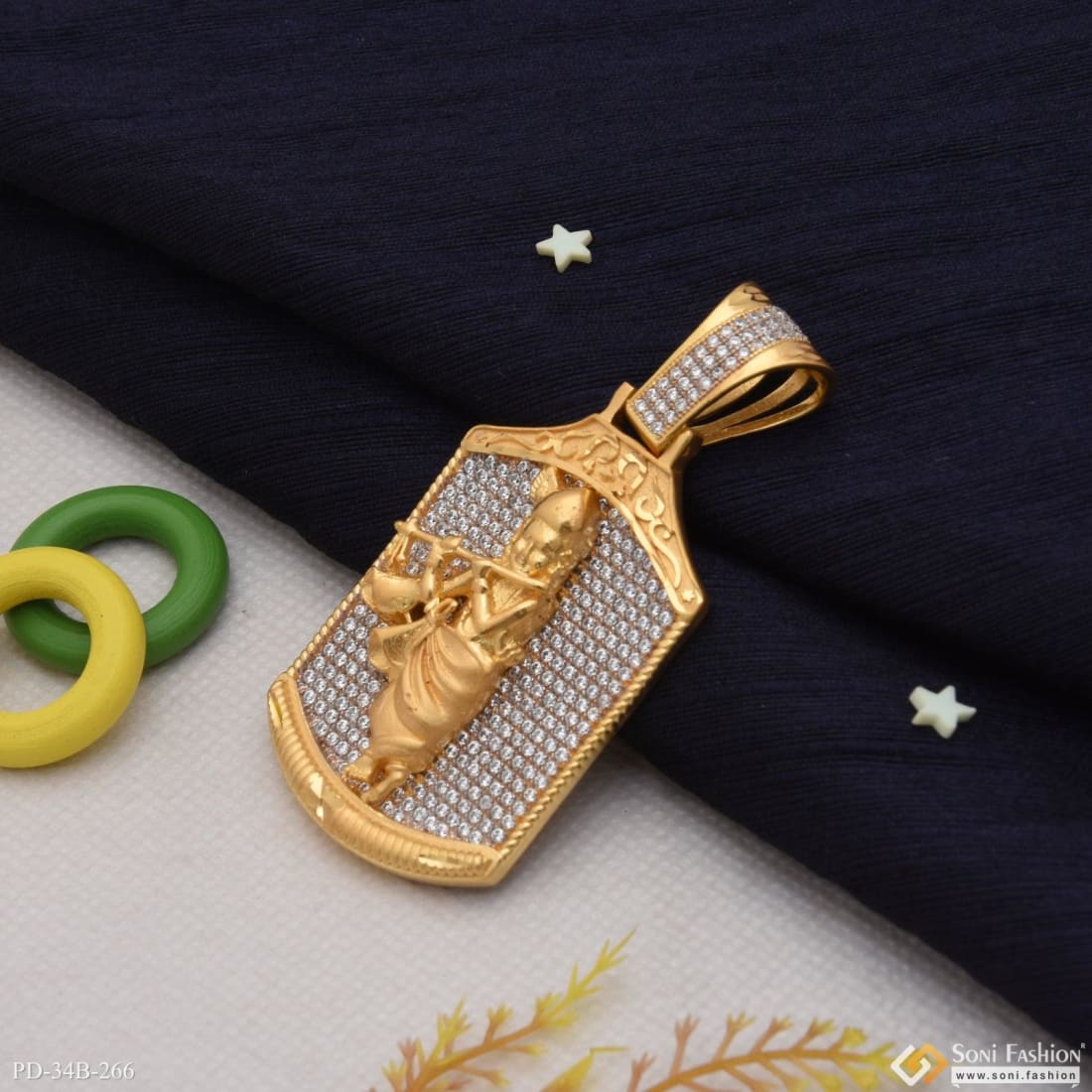 1 Gram Gold Forming Krishna with Diamond Best Quality Pendant for Men - Style B266 - Image 5