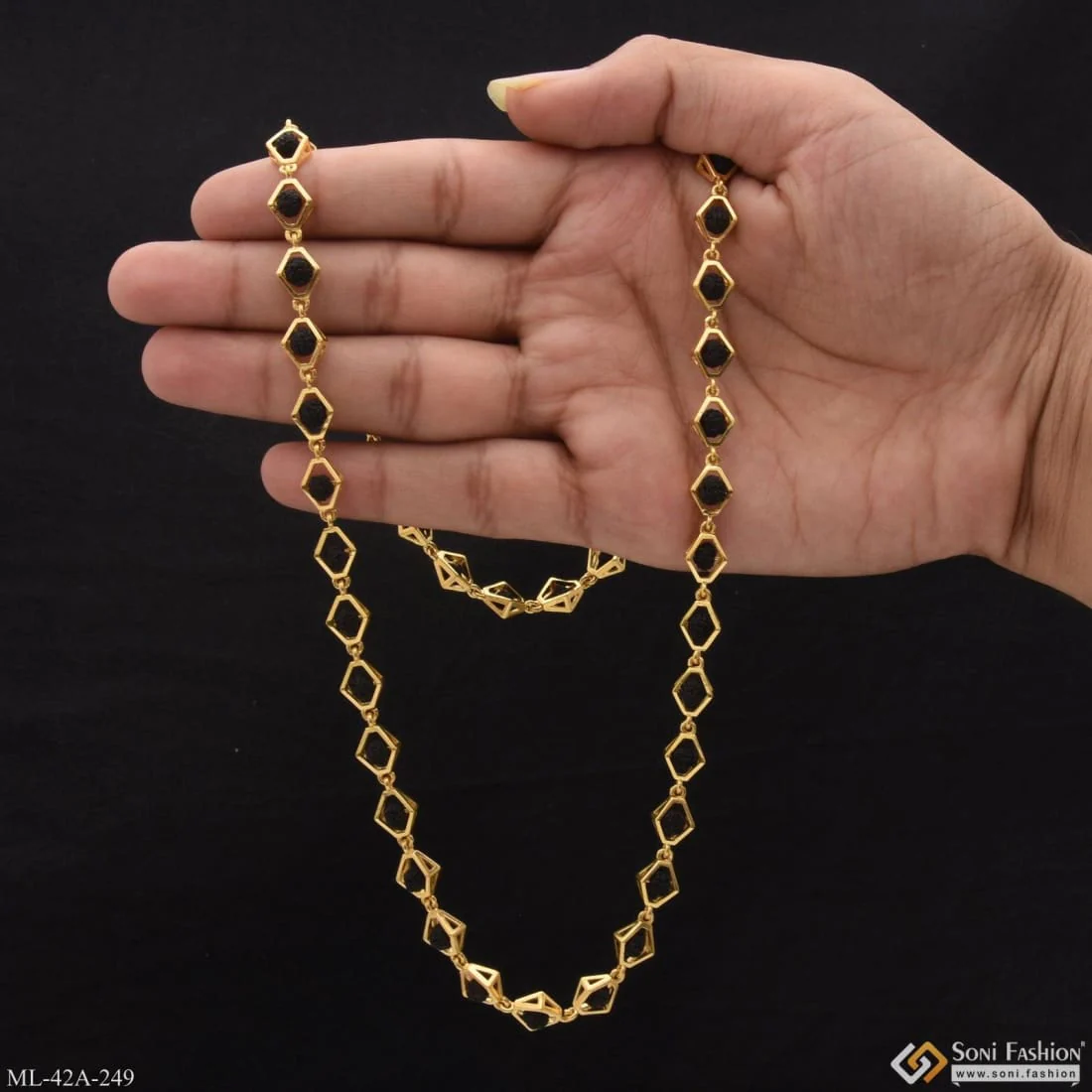 1 Gram Gold Plated Latest Design High-quality Rudraksha Mala For Men - Style A249