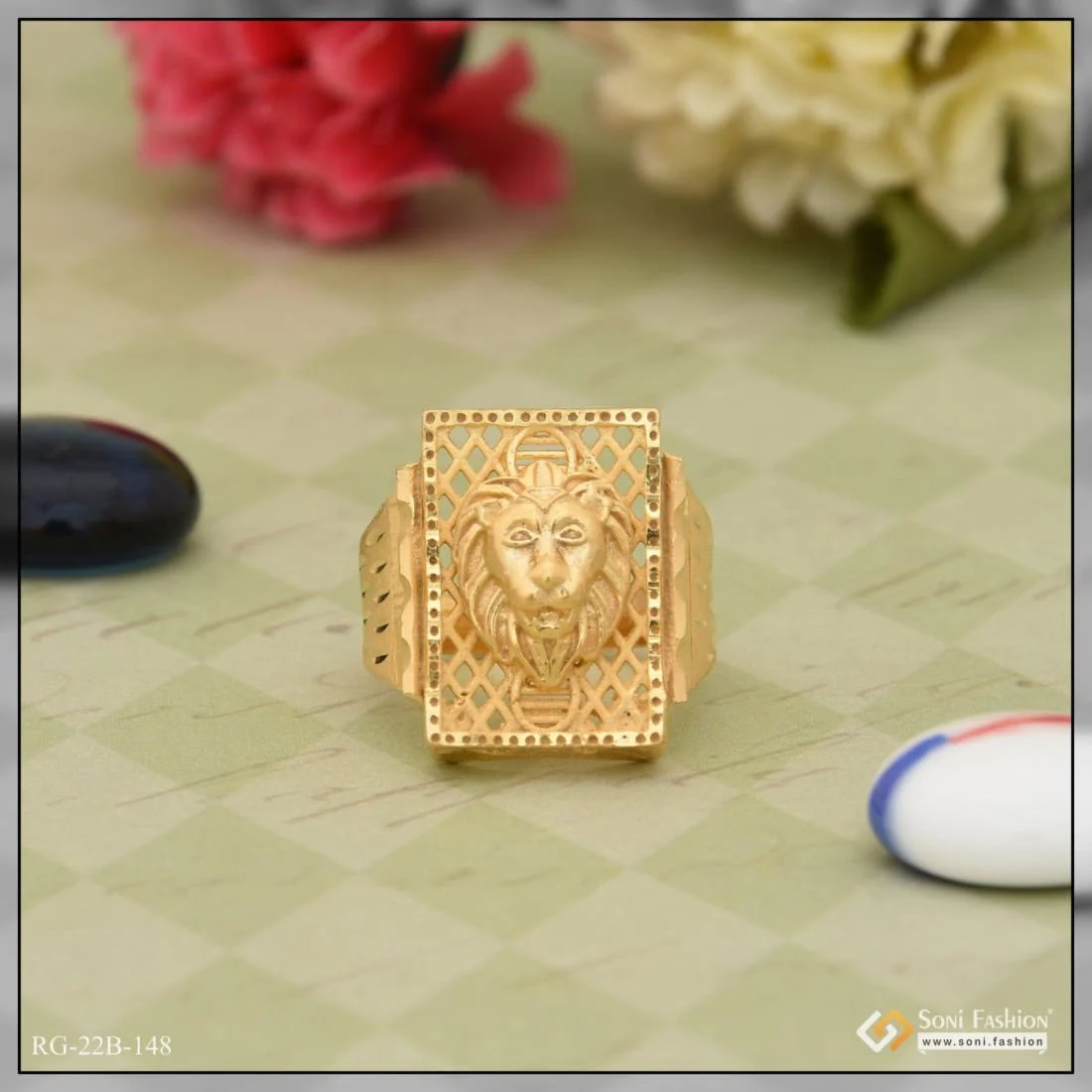 1 Gram Gold Forming Lion Cool Design Superior Quality Ring for Men - Style B148 - Image 4