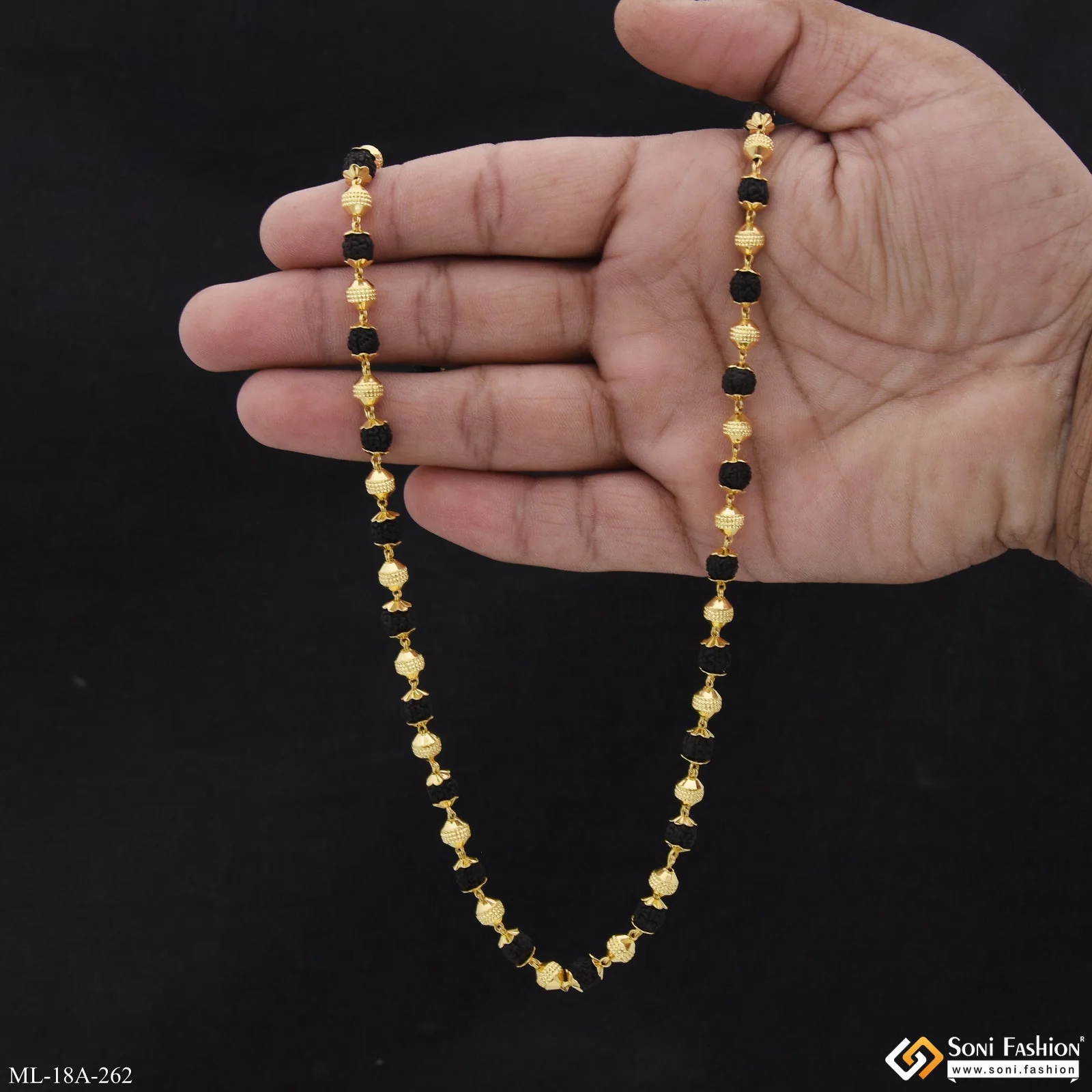 1 Gram Gold Forming Lovely Design High-Quality Rudraksha Mala for Men - Style A262 - Image 2