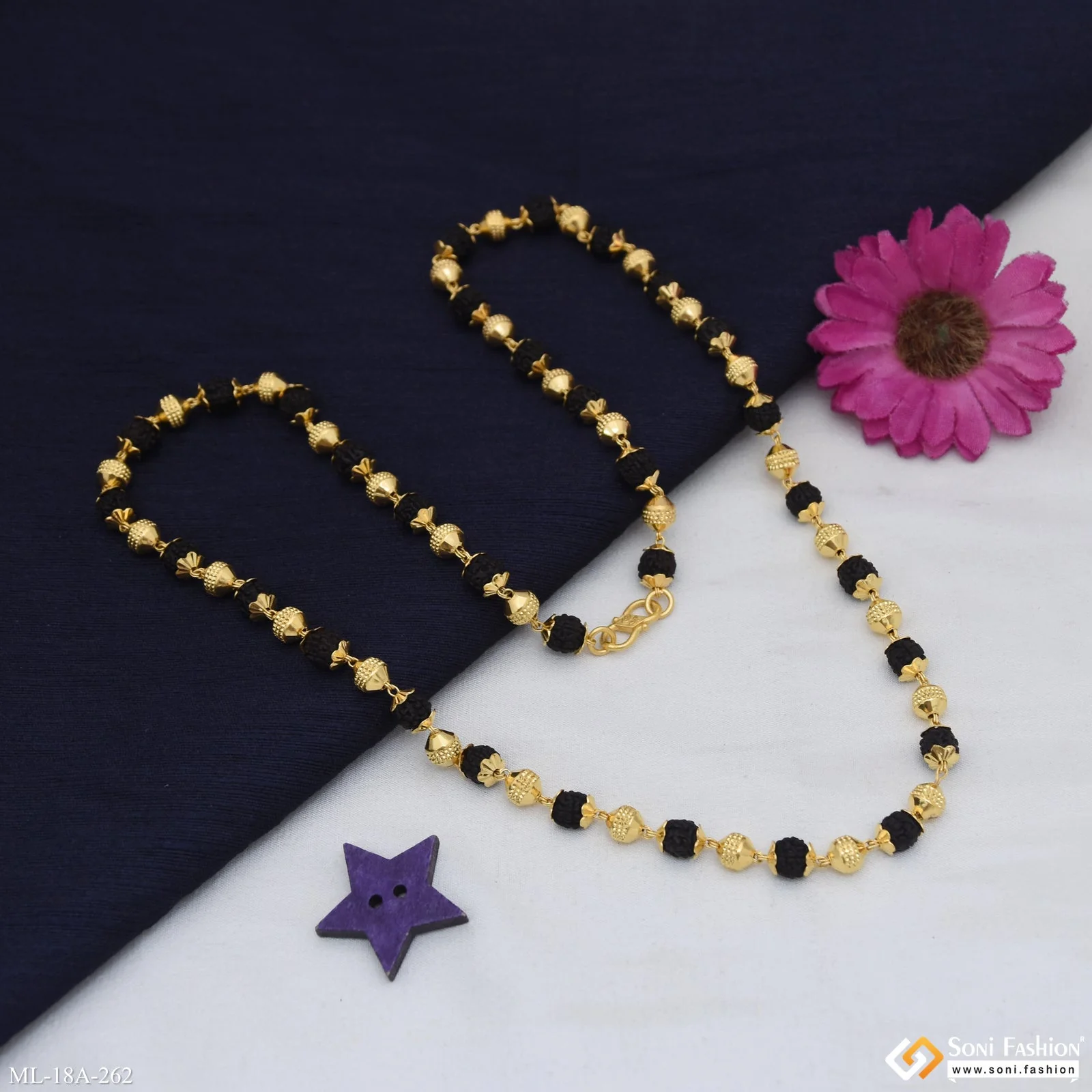 1 Gram Gold Forming Lovely Design High-Quality Rudraksha Mala for Men - Style A262 - Image 5