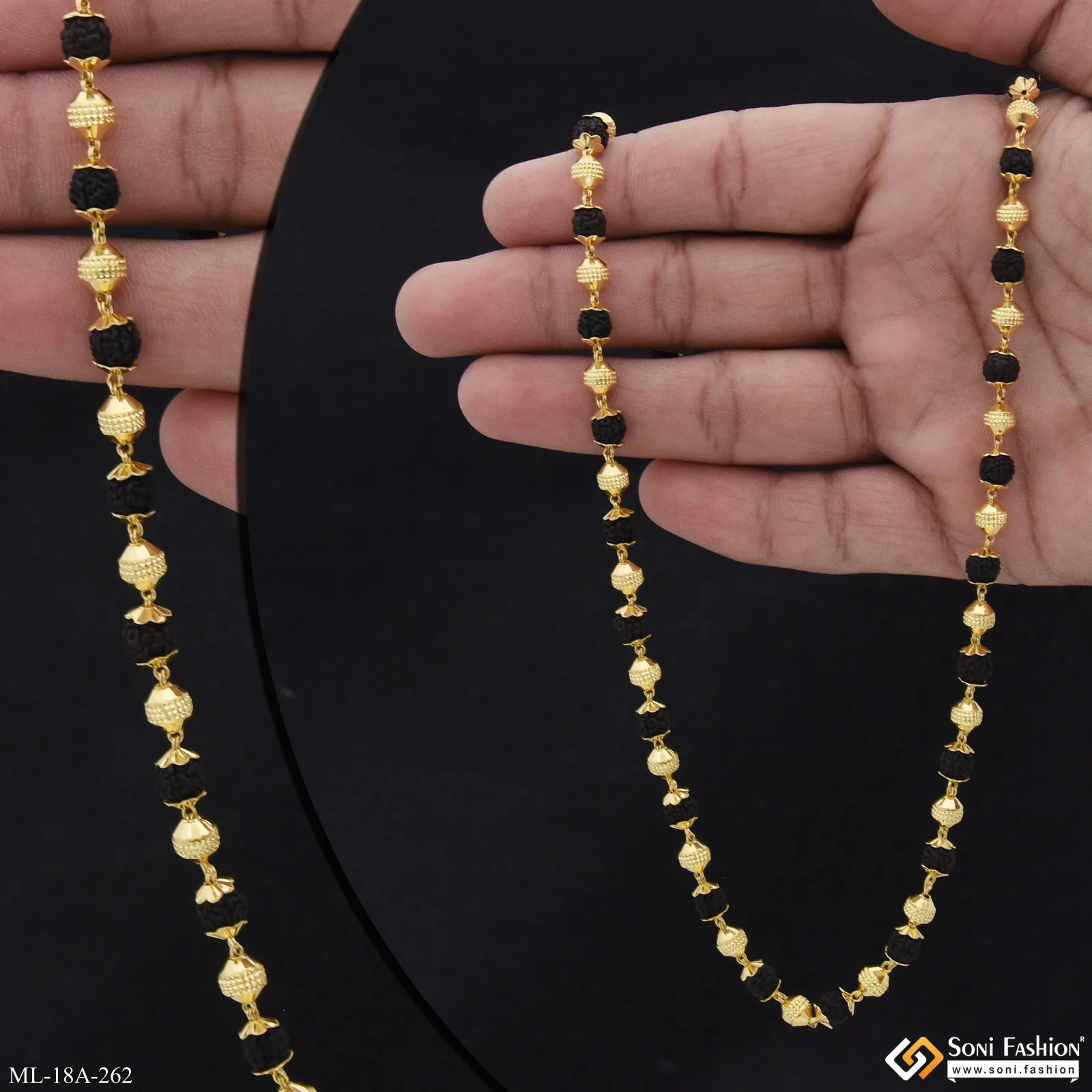 1 Gram Gold Forming Lovely Design High-Quality Rudraksha Mala for Men - Style A262 - Image 6