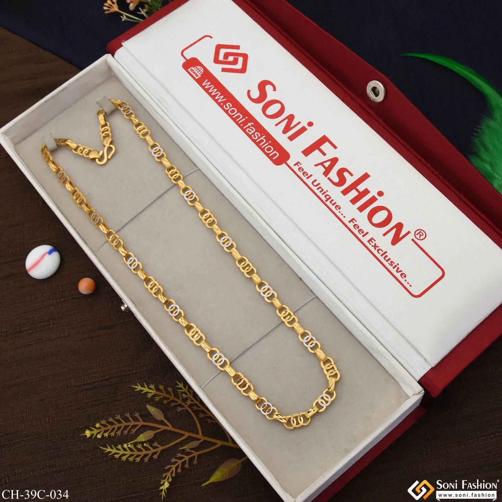 1 Gram Gold Forming Round Linked Distinctive Design Best Quality Chain - Style C034 - Image 3