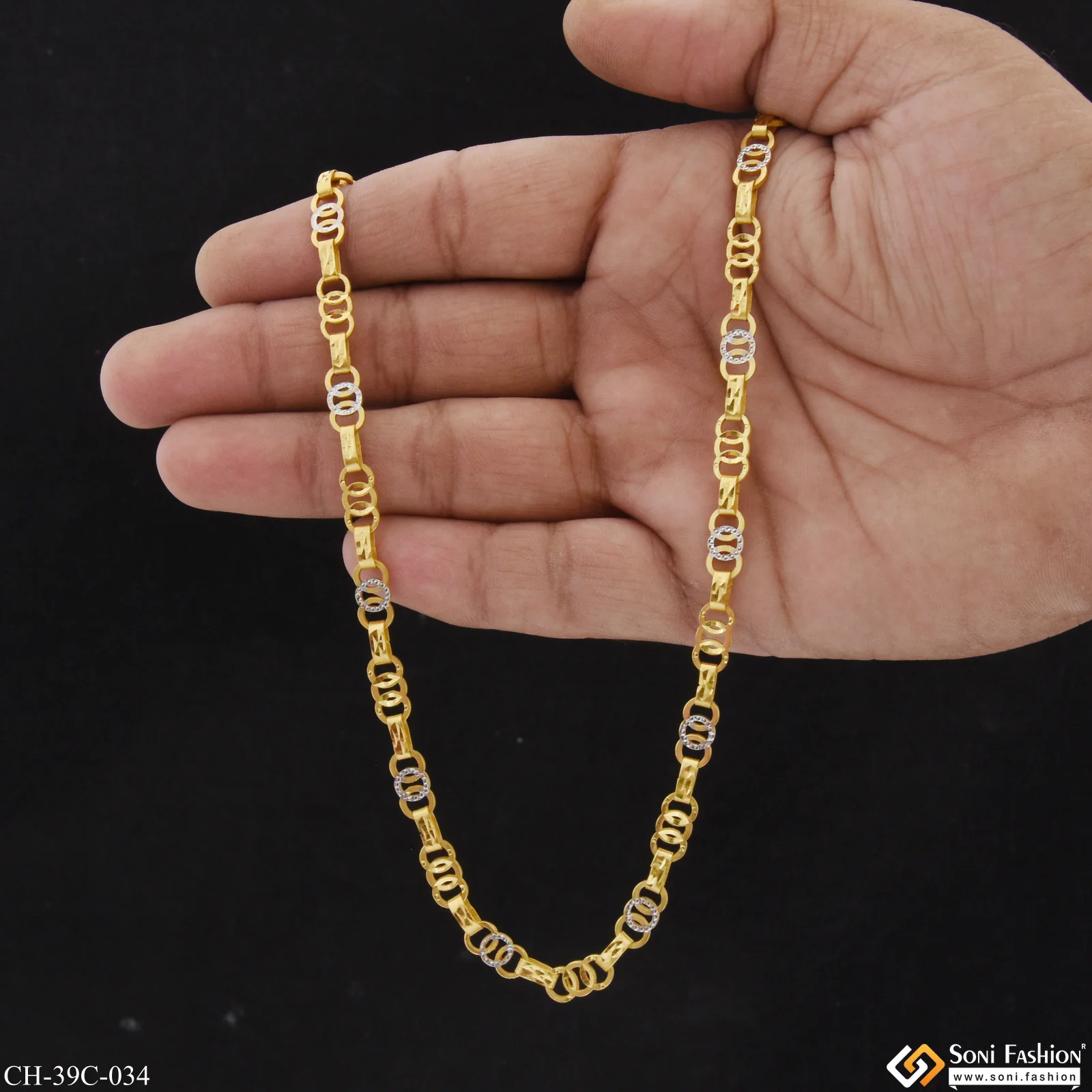 1 Gram Gold Forming Round Linked Distinctive Design Best Quality Chain - Style C034 - Image 4