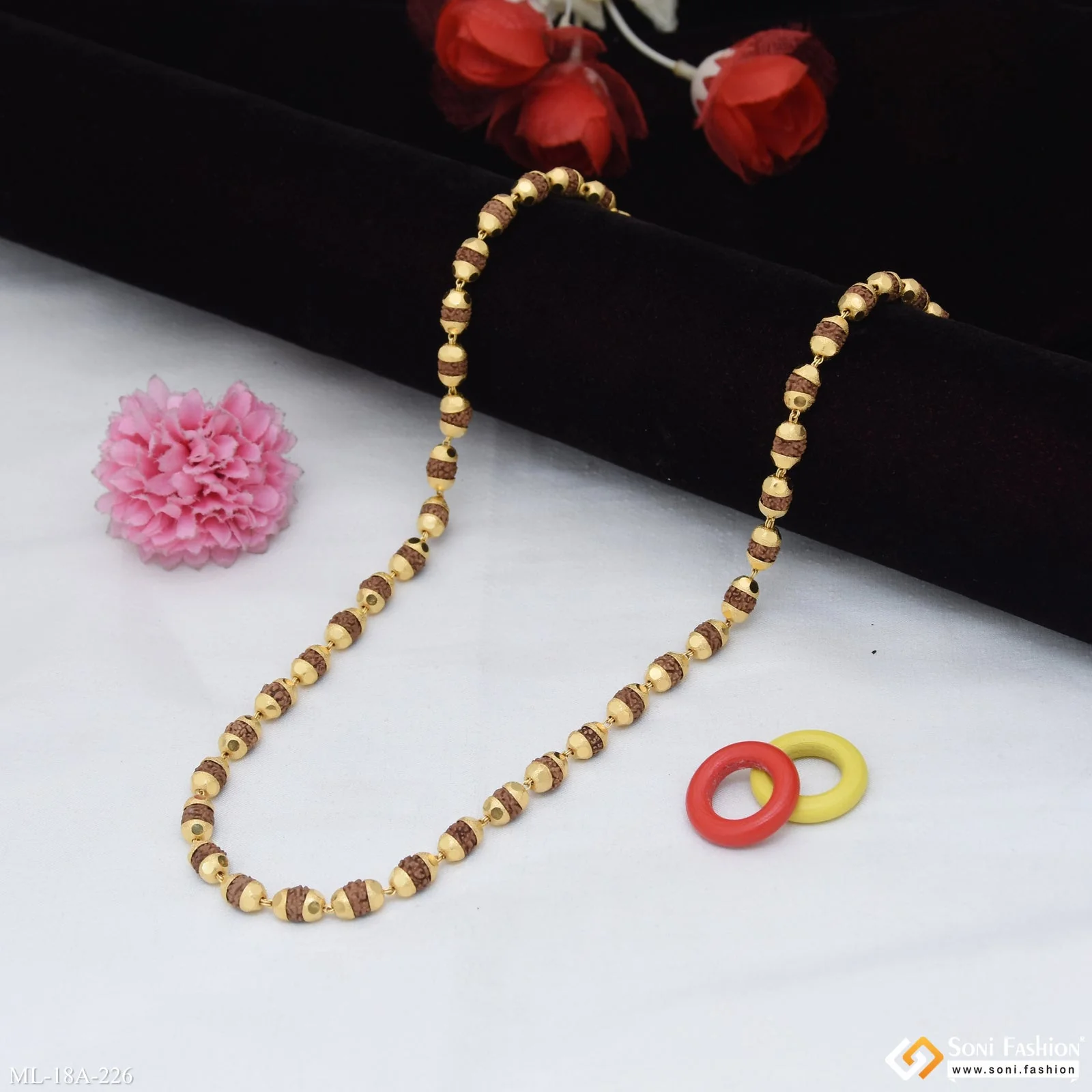 1 Gram Gold Forming Stylish Design Best Quality Rudraksha Mala For Men - Style A226 - Image 5