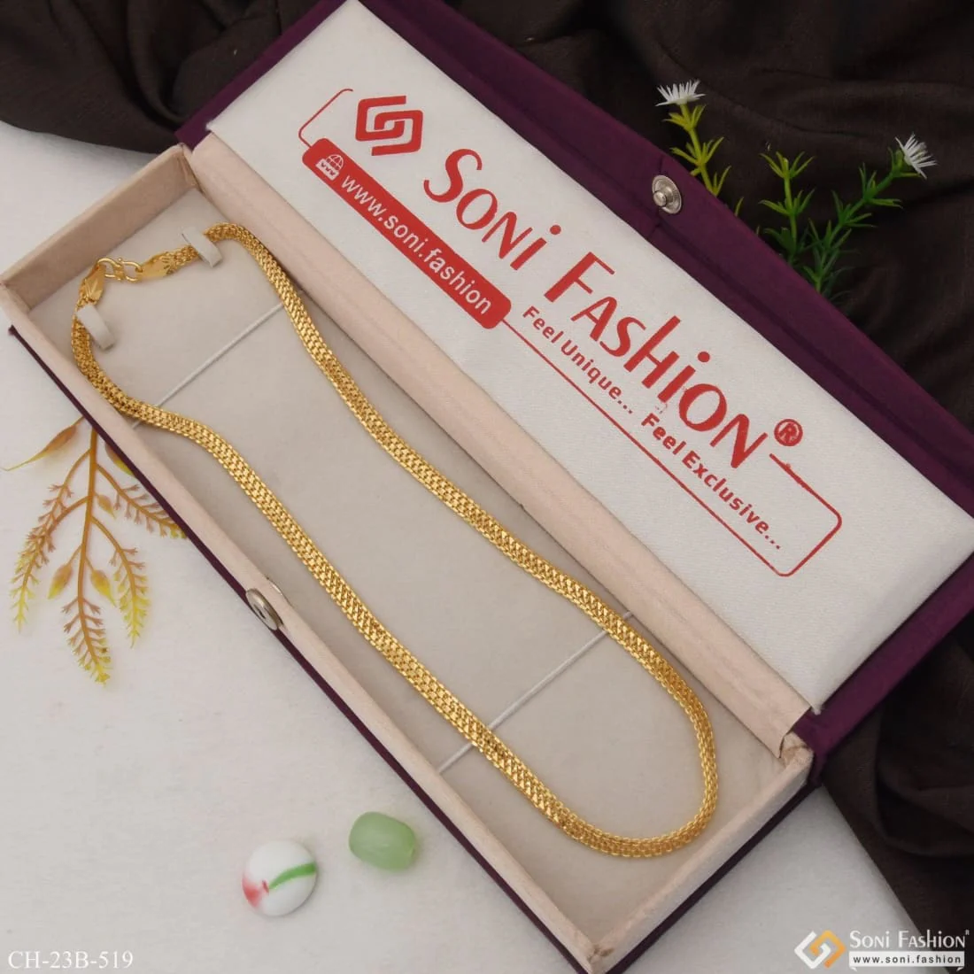 1 Gram Gold Forming Superior Quality Unique Design Gold Plated Chain - Style B519 - Image 3