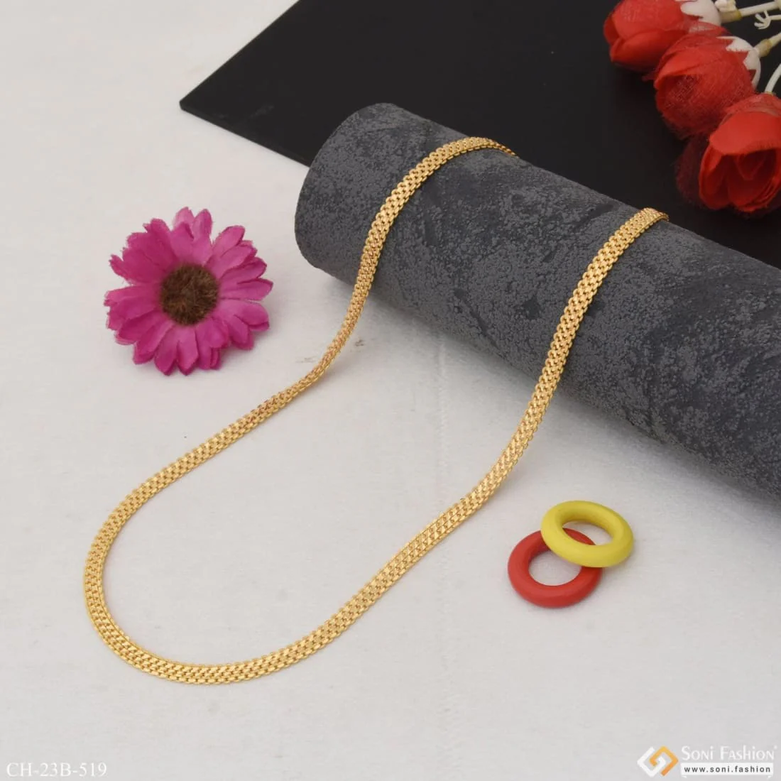 1 Gram Gold Forming Superior Quality Unique Design Gold Plated Chain - Style B519 - Image 4