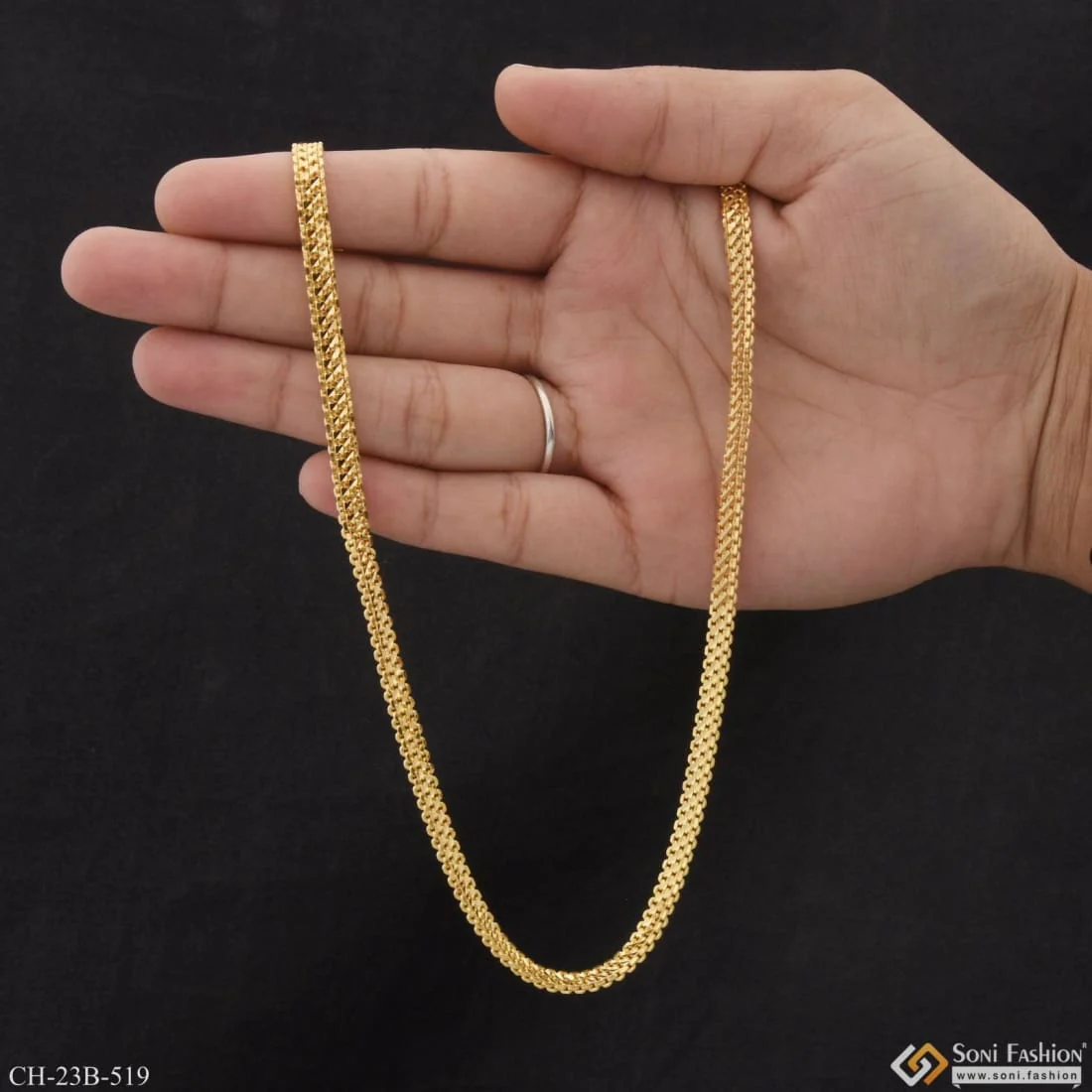 1 Gram Gold Forming Superior Quality Unique Design Gold Plated Chain - Style B519 - Image 7