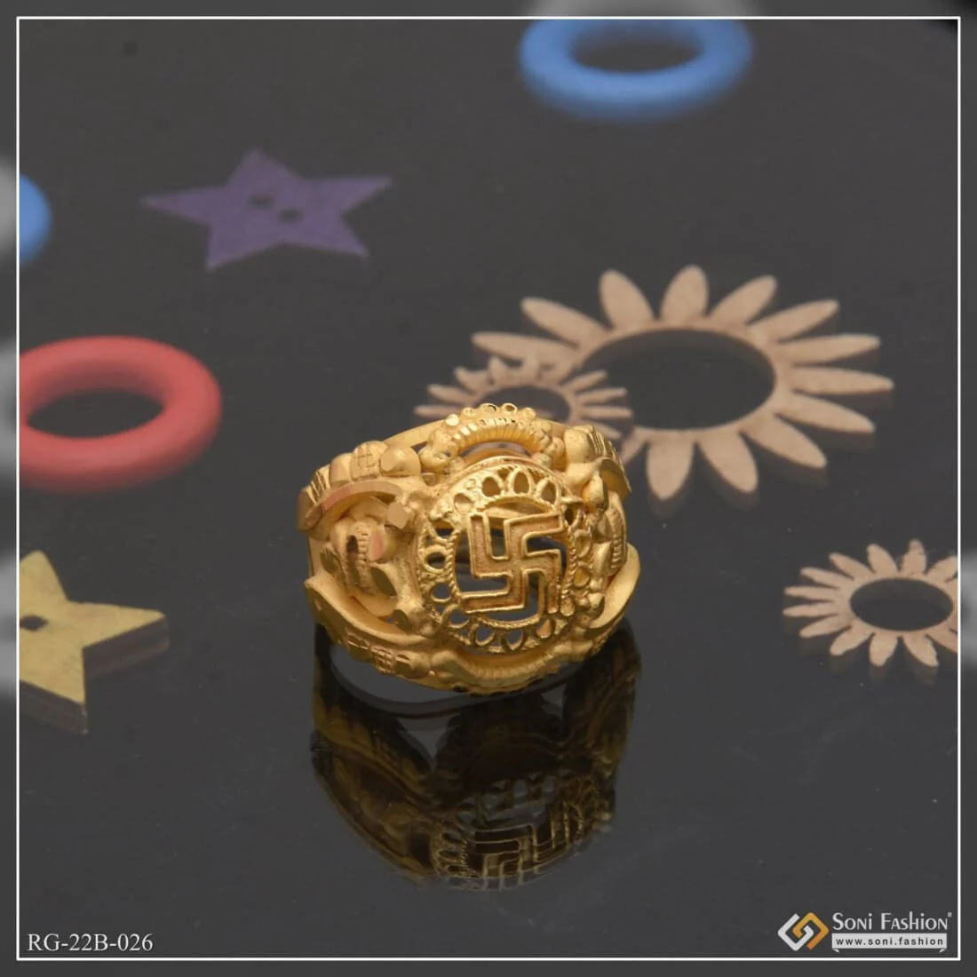 1 Gram Gold Forming Swastik Fancy Design High-quality Ring For Men - Style B026 - Image 2
