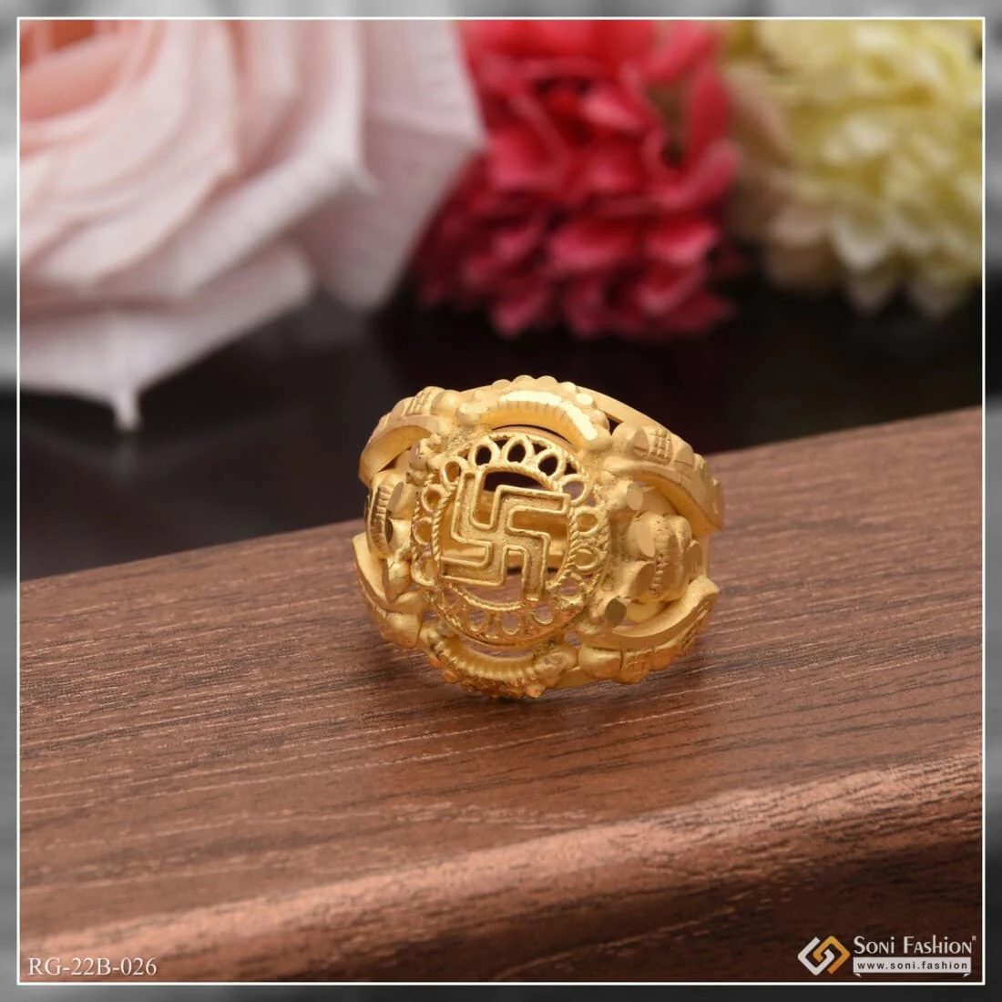 1 Gram Gold Forming Swastik Fancy Design High-quality Ring For Men - Style B026 - Image 5