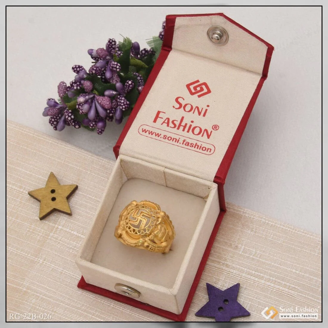 1 Gram Gold Forming Swastik Fancy Design High-quality Ring For Men - Style B026 - Image 6