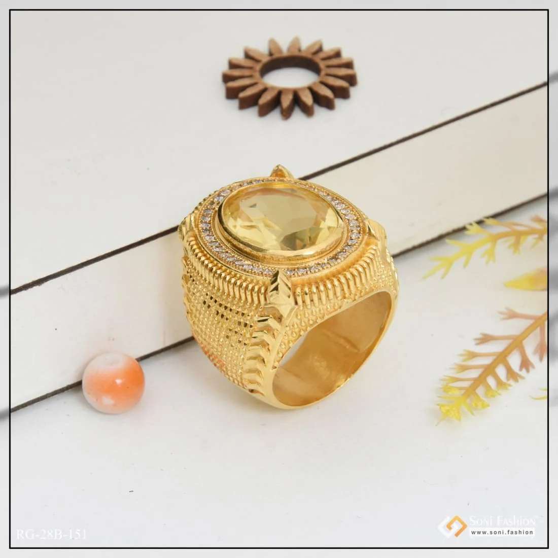 1 Gram Gold Forming Yellow Stone Attention-Getting Design Ring for Men - Style B151 - Image 4
