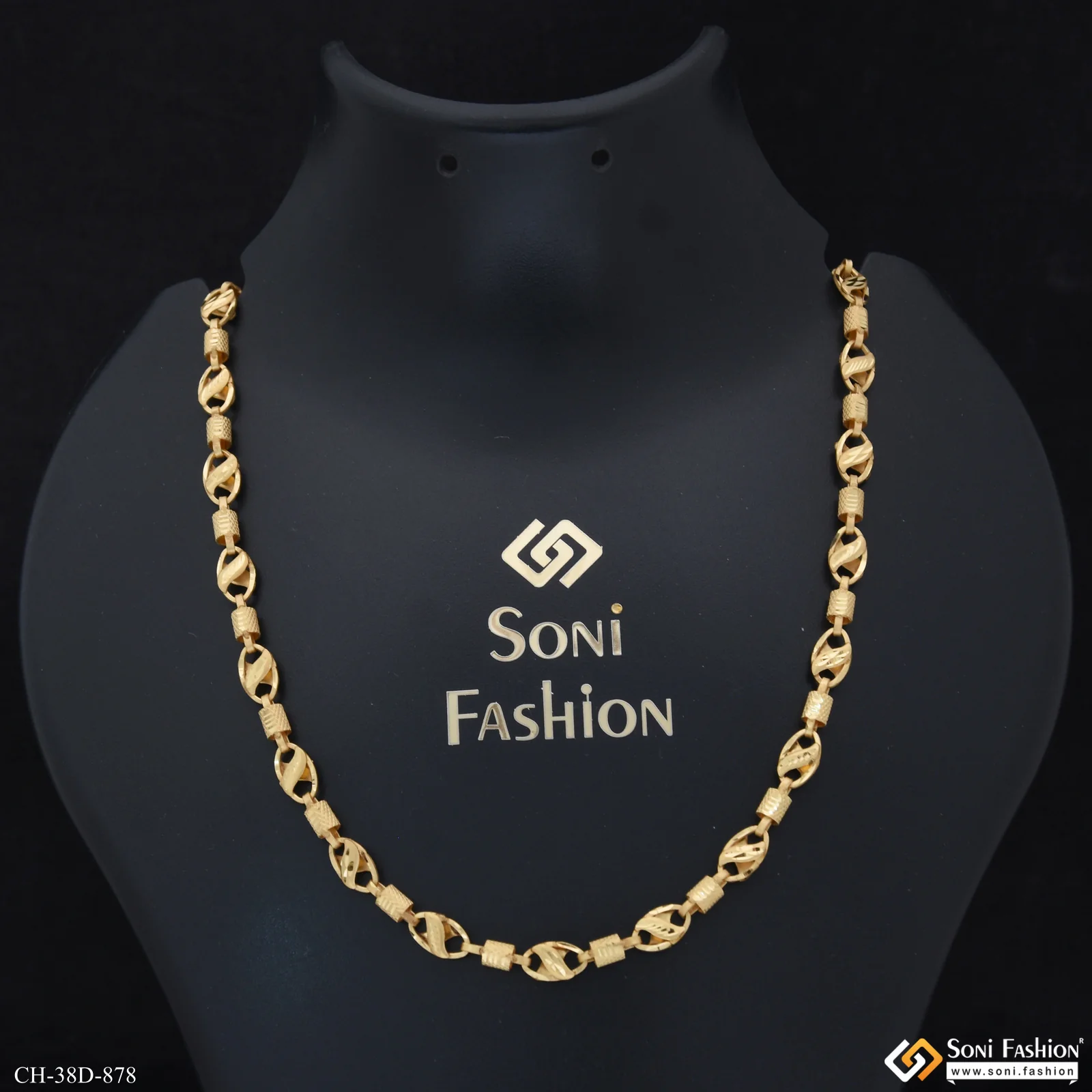 1 Gram Gold Plated 2 In 1 Awesome Design Kohli Chain for Men - Style D878