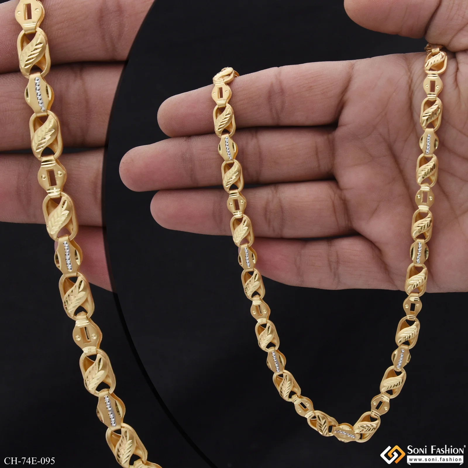1 Gram Gold Plated 2 In 1 Awesome Design Kohli Chain for Men - Style E095 - Image 2