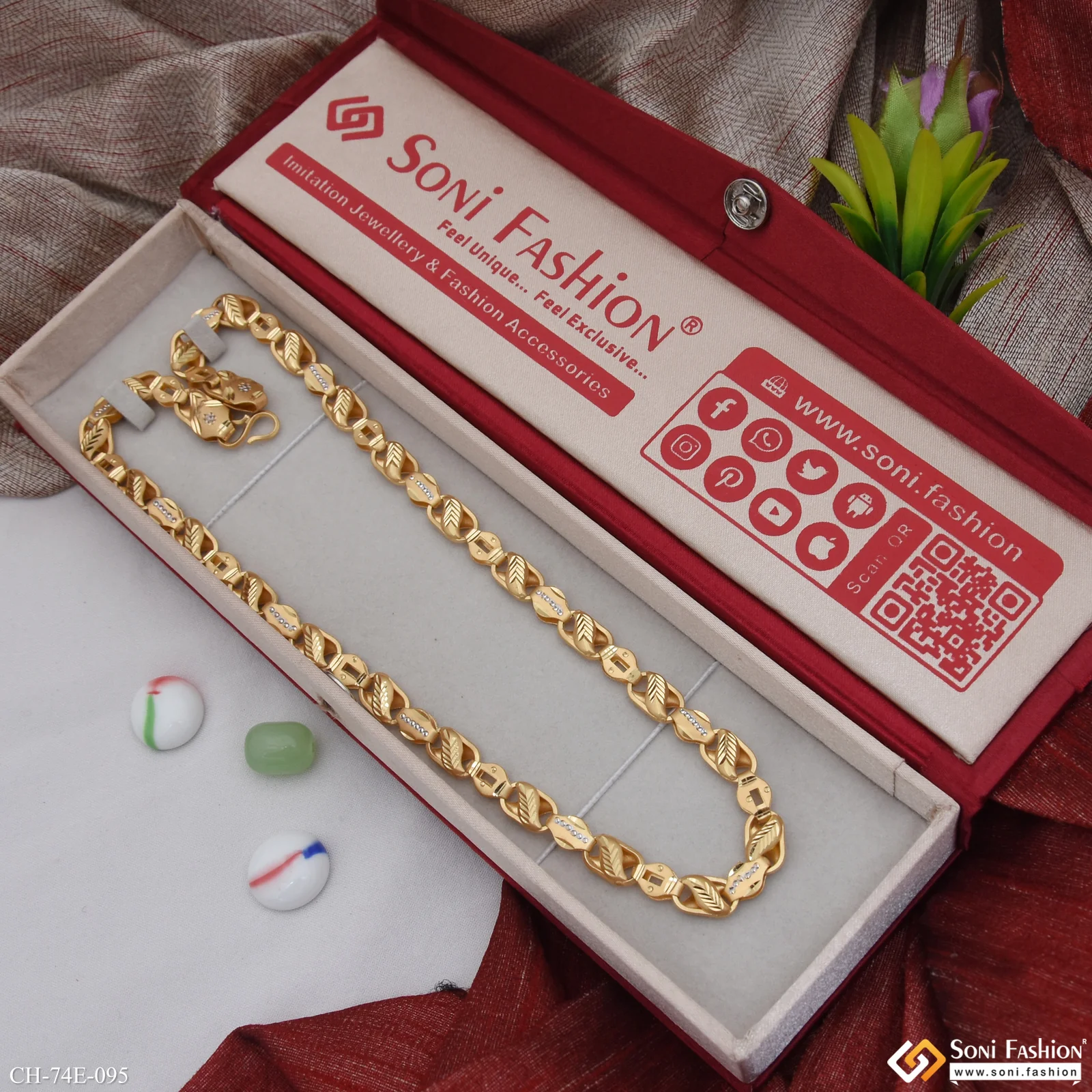1 Gram Gold Plated 2 In 1 Awesome Design Kohli Chain for Men - Style E095 - Image 3