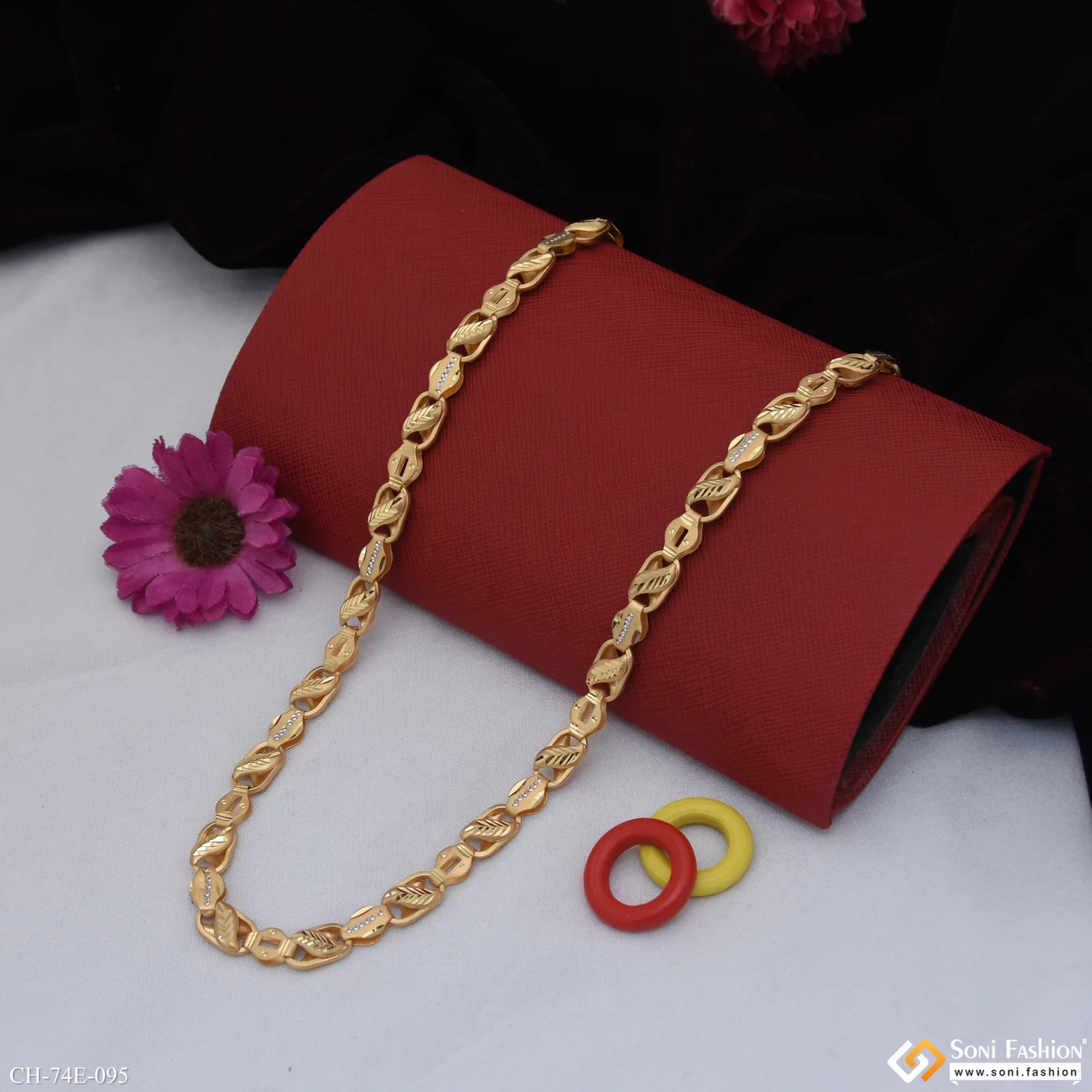 1 Gram Gold Plated 2 In 1 Awesome Design Kohli Chain for Men - Style E095 - Image 4