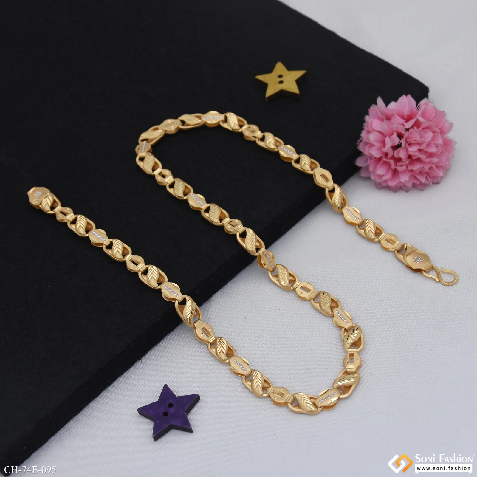 1 Gram Gold Plated 2 In 1 Awesome Design Kohli Chain for Men - Style E095 - Image 5