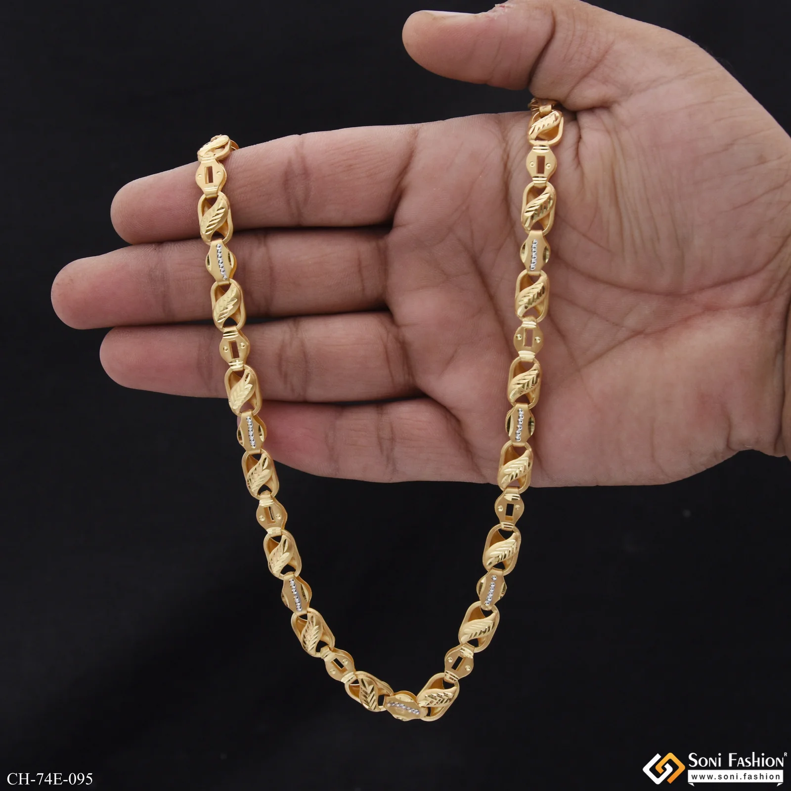 1 Gram Gold Plated 2 In 1 Awesome Design Kohli Chain for Men - Style E095 - Image 6
